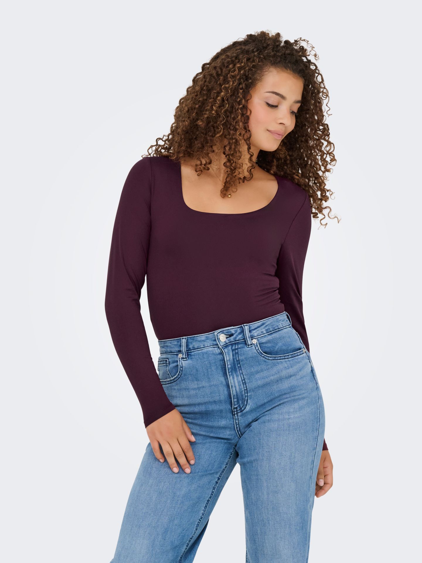 Only ONLEA L/S 2-WAY DEEP NECK TOP JRS Winetasting 00105524-EKA26011400000545
