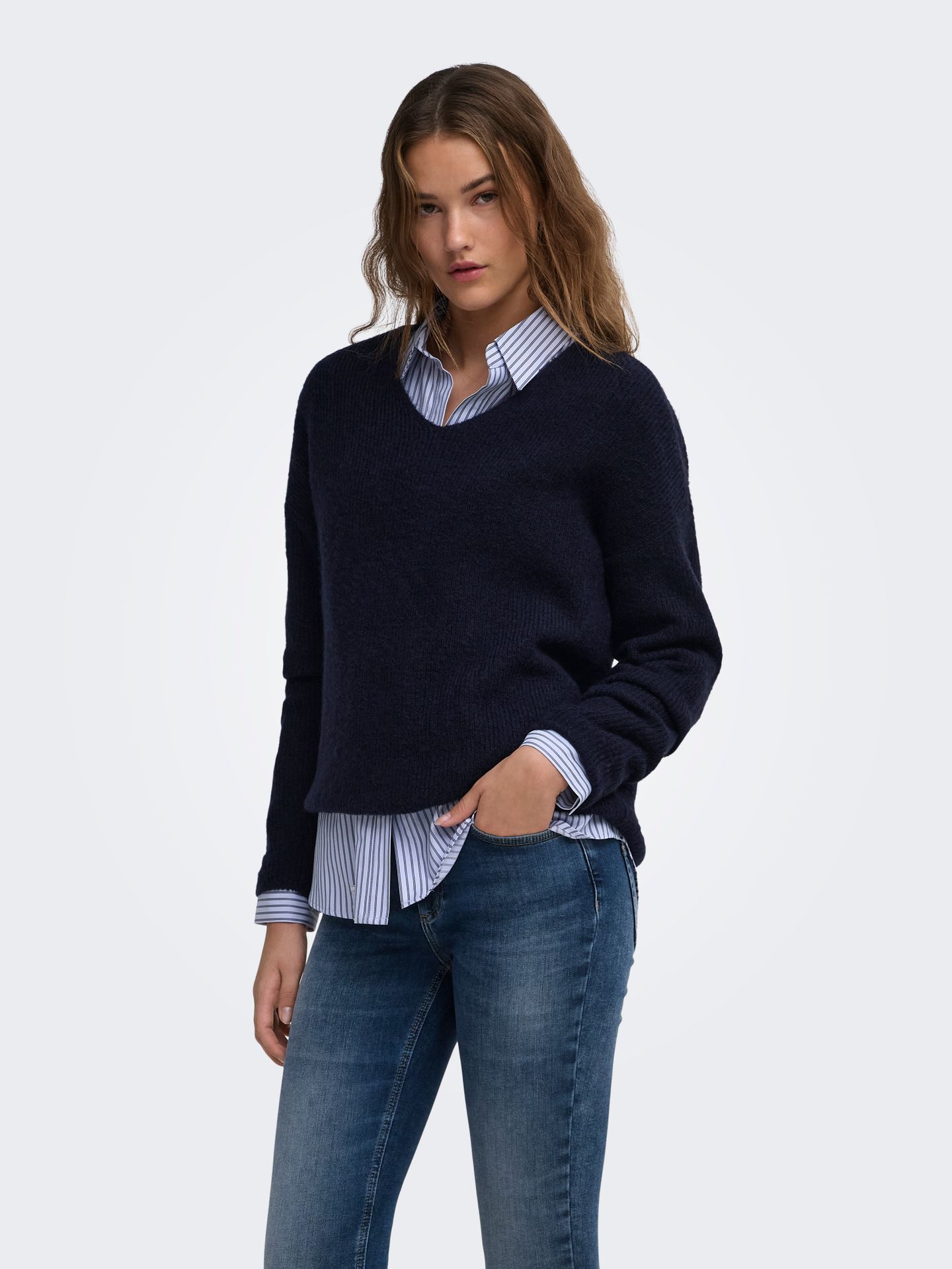 Only ONLCAMILLA V-NECK L/S PULLOVER KNT Night Sky 2900168531041