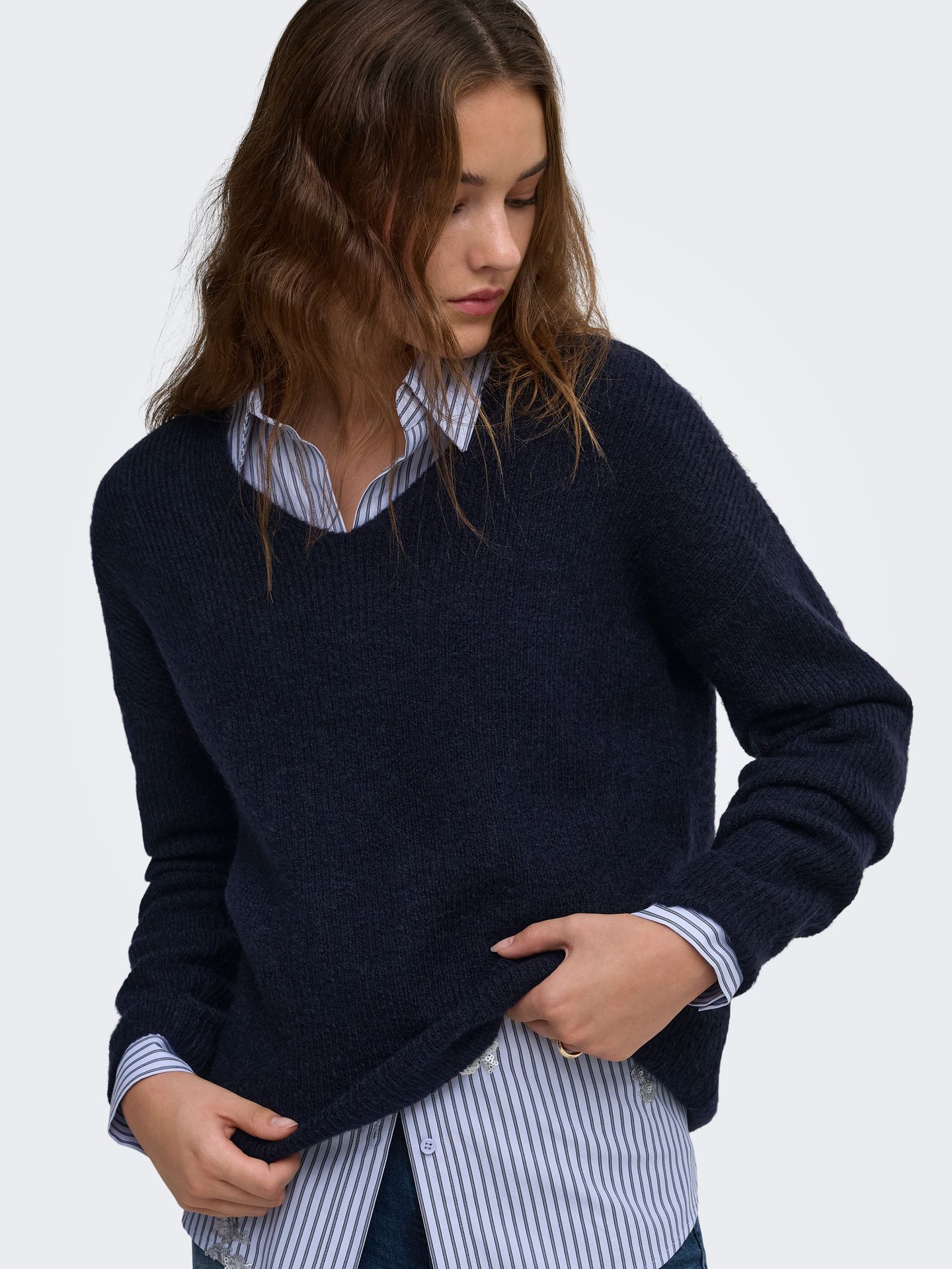 Only ONLCAMILLA V-NECK L/S PULLOVER KNT Night Sky 2900168531041