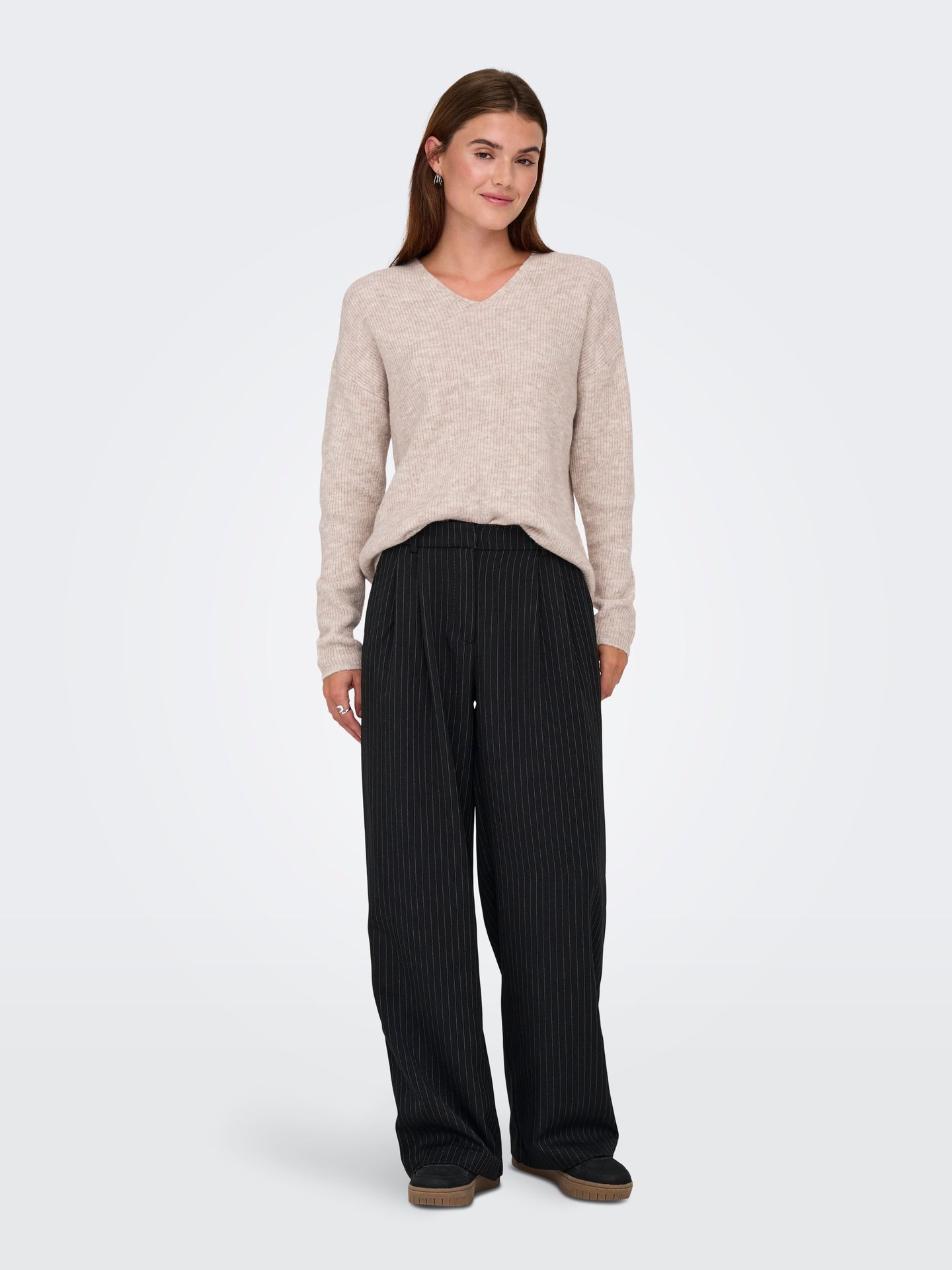 Only ONLCAMILLA V-NECK L/S PULLOVER KNT Pumice Stone/Coconut 2900168486044