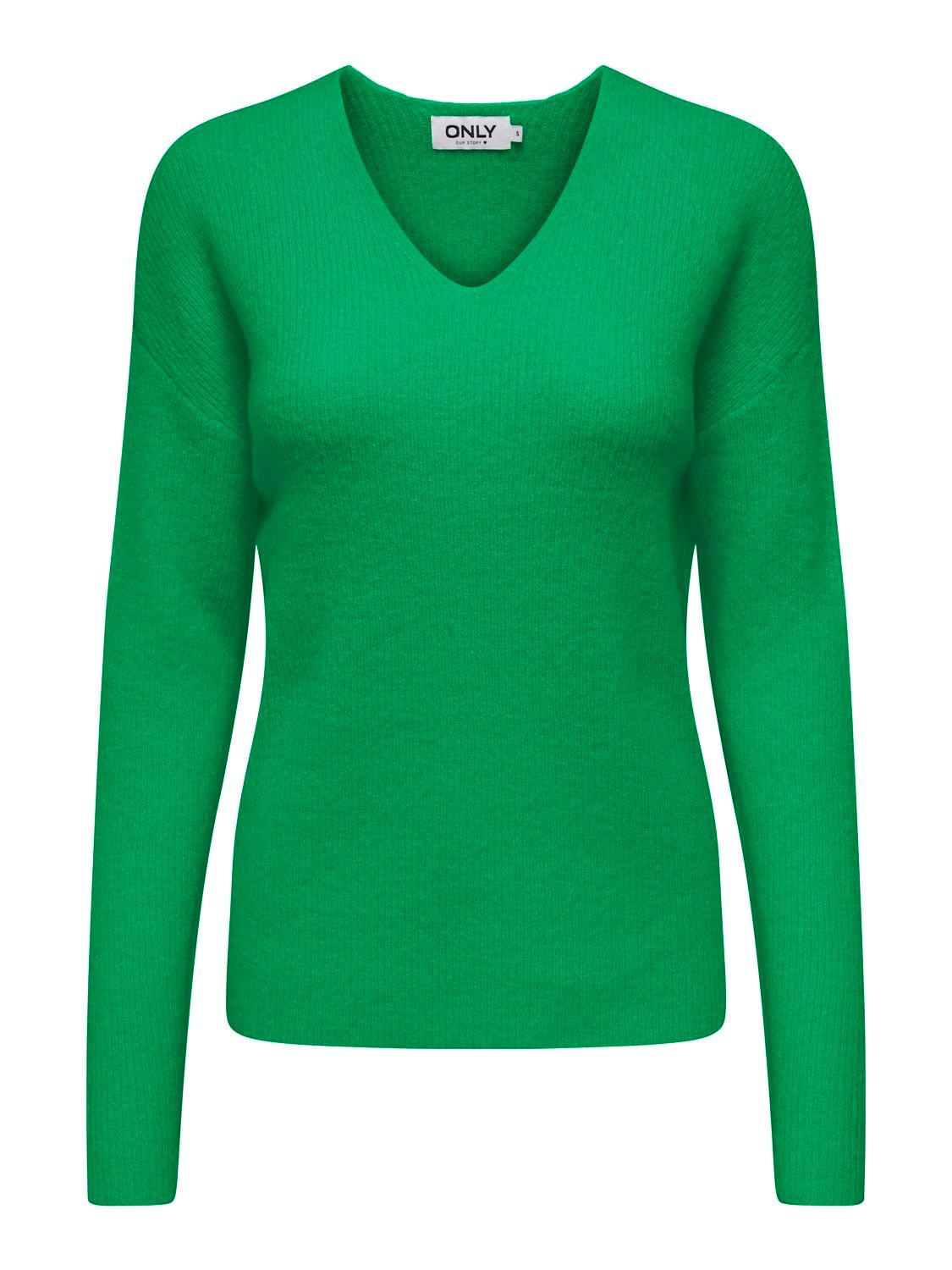 Only ONLCAMILLA V-NECK L/S PULLOVER KNT Green Bee 00105529-EKA26011400001012