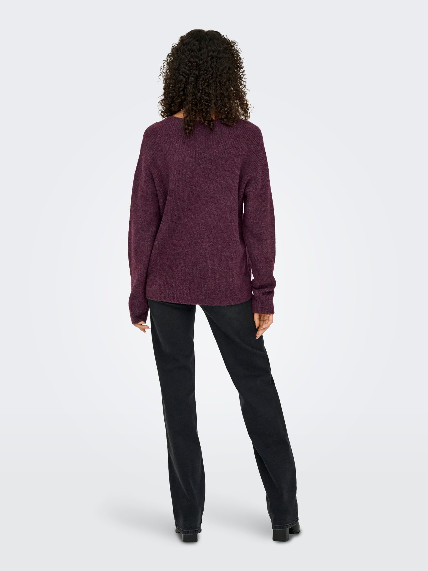 Only ONLCAMILLA V-NECK L/S PULLOVER KNT Mauve Wine/Los Angeles - California 2900168537043