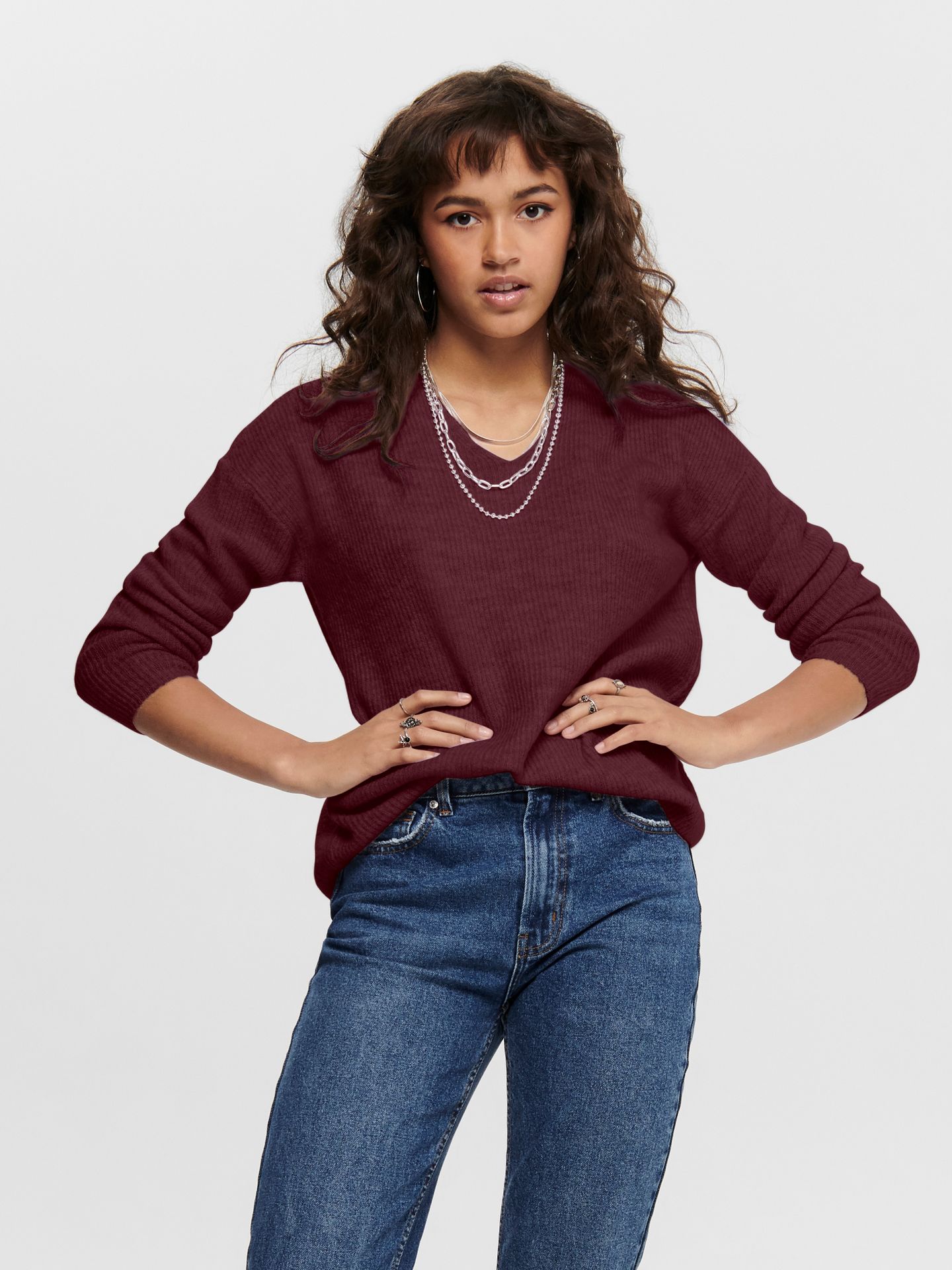 Only ONLCAMILLA V-NECK L/S PULLOVER KNT Port Royale/MELANGE 00105529-EKA26011400003162