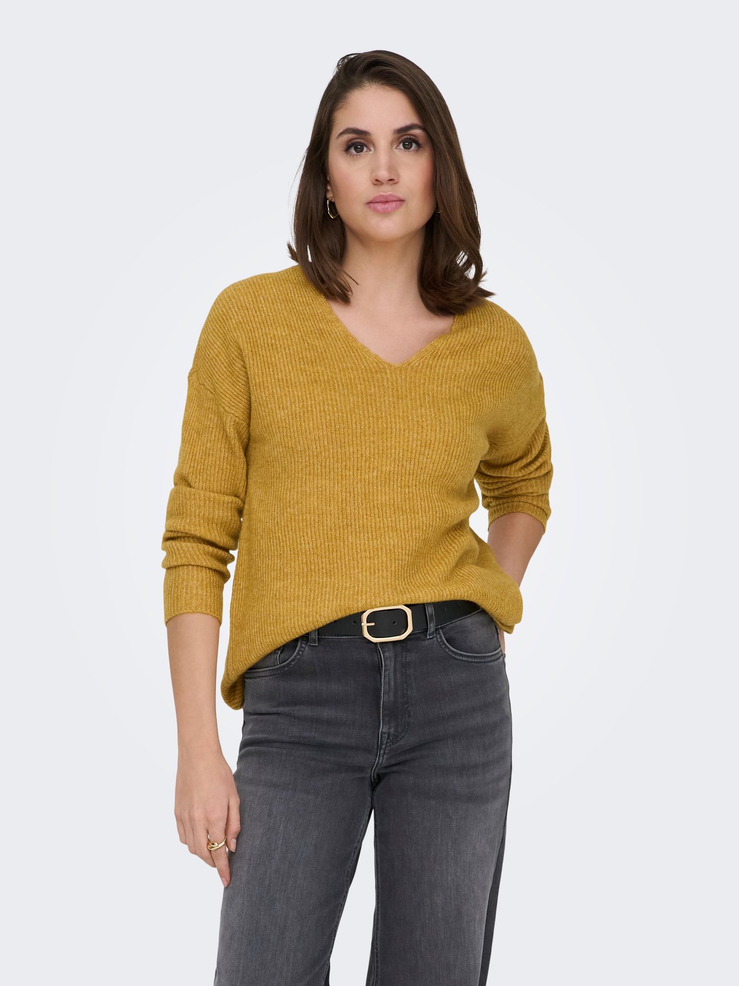 Only ONLCAMILLA V-NECK L/S PULLOVER KNT Wood Thrush/MELANGE 2900168520021