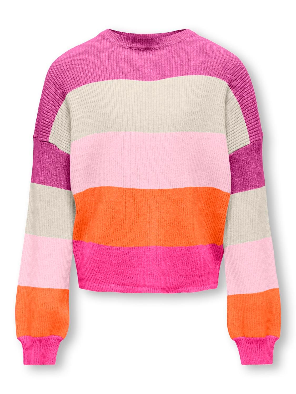 Only KOGSANDY L/S STRIPE PULLOVER KNT NO Super Pink/Birch/Pink-a-boo/Golden 00105552-EKA26011400002468