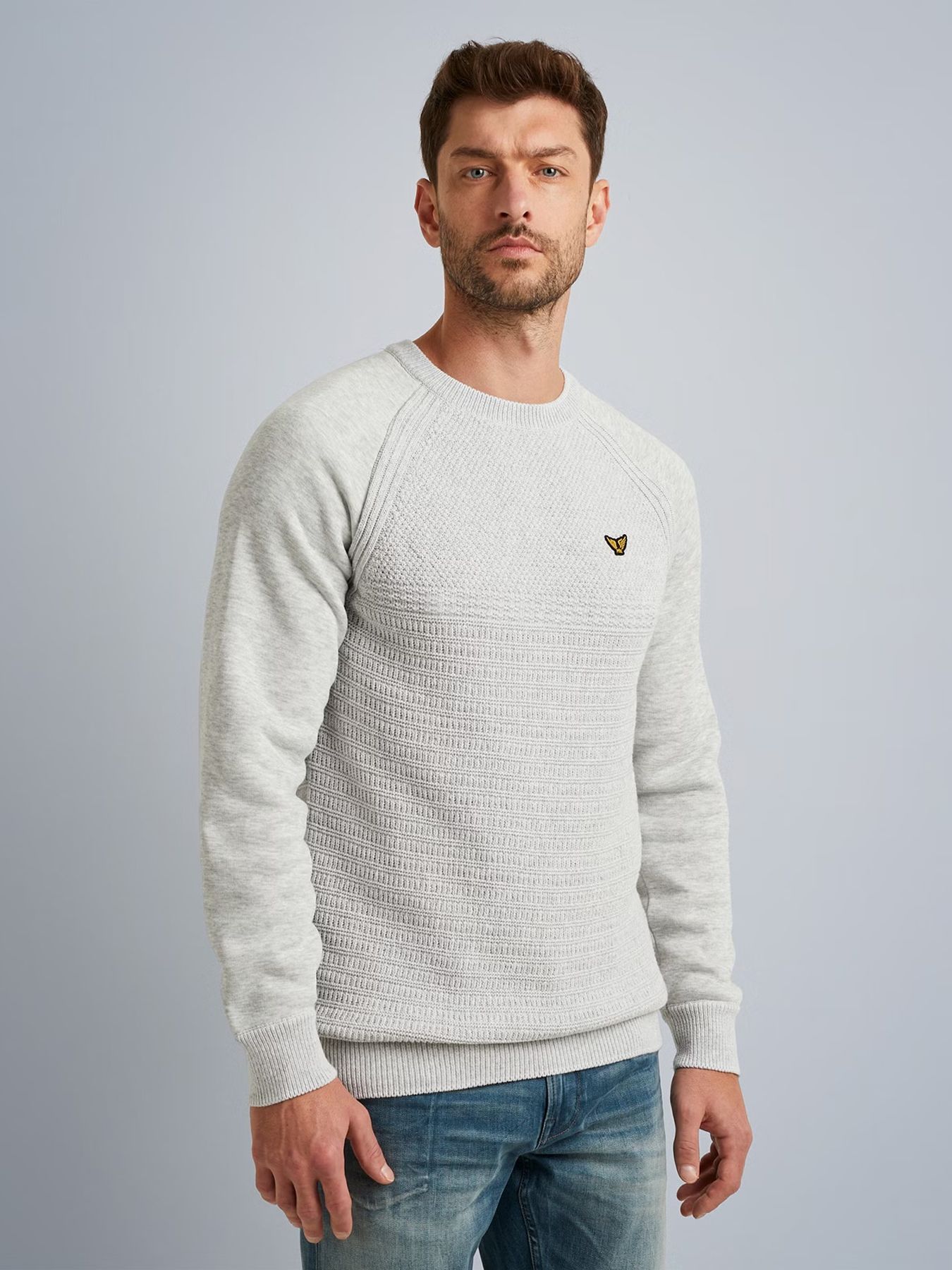 Pme Legend R-neck knit sweat combination Bone White 00105563-7013