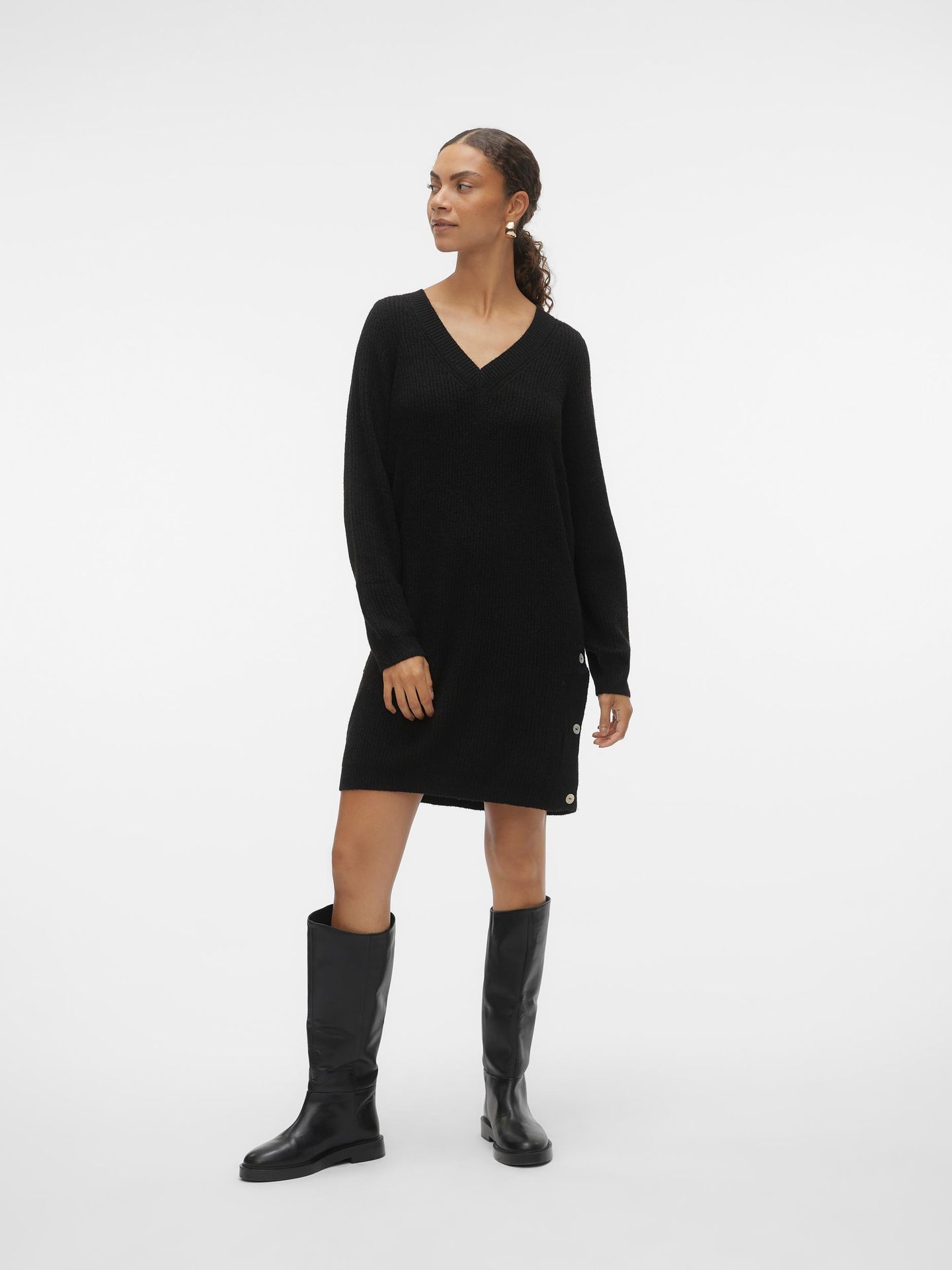 Vero Moda VMTINI LS V-NECK SHORT DRESS BOO Black 2900141972014