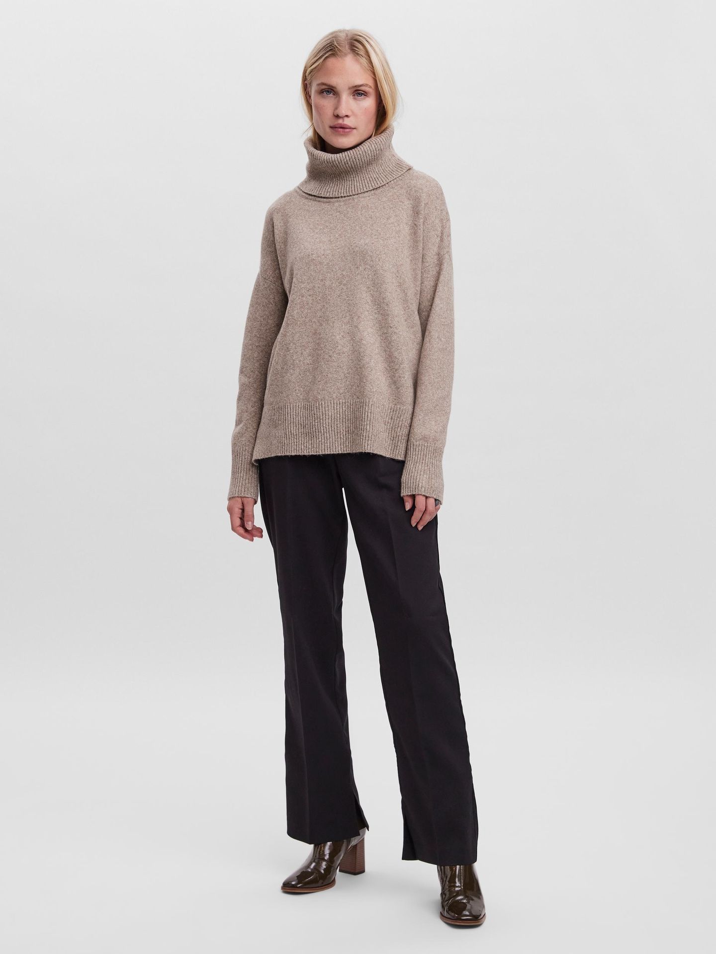 Vero Moda VMDOFFY LS COWLNECK BLOUSE GA NOOS Sepia Tint/MELANGE 2900142034018