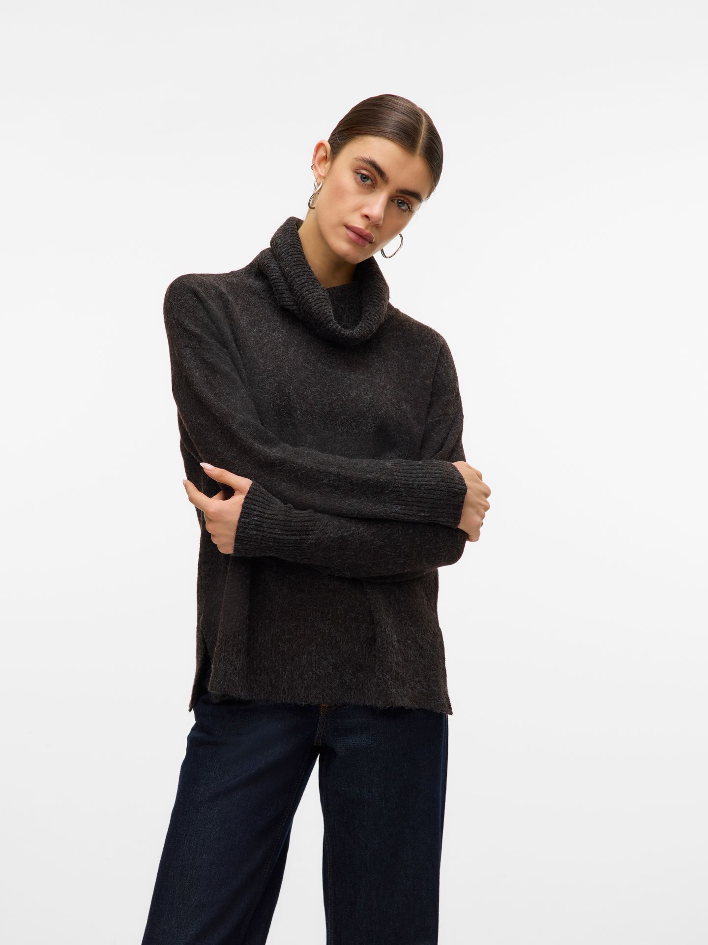 Vero Moda VMDOFFY LS COWLNECK BLOUSE GA NOOS Chocolate Torte/MELANGE 00105639-EKA26011400003157
