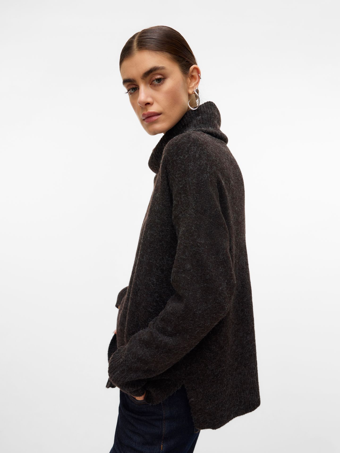 Vero Moda VMDOFFY LS COWLNECK BLOUSE GA NOOS Chocolate Torte/MELANGE 2900160830043