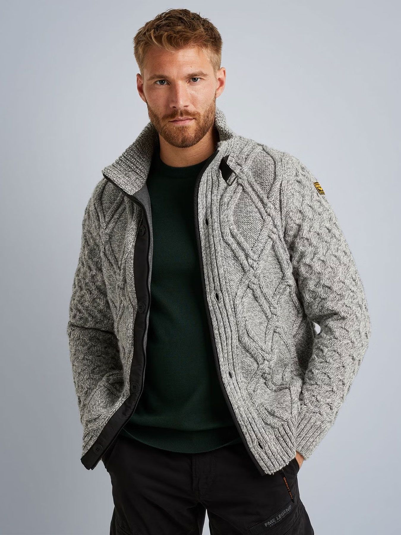 Pme Legend Zip jacket heavy knit mixed yarn Grey Melee 00105916-960