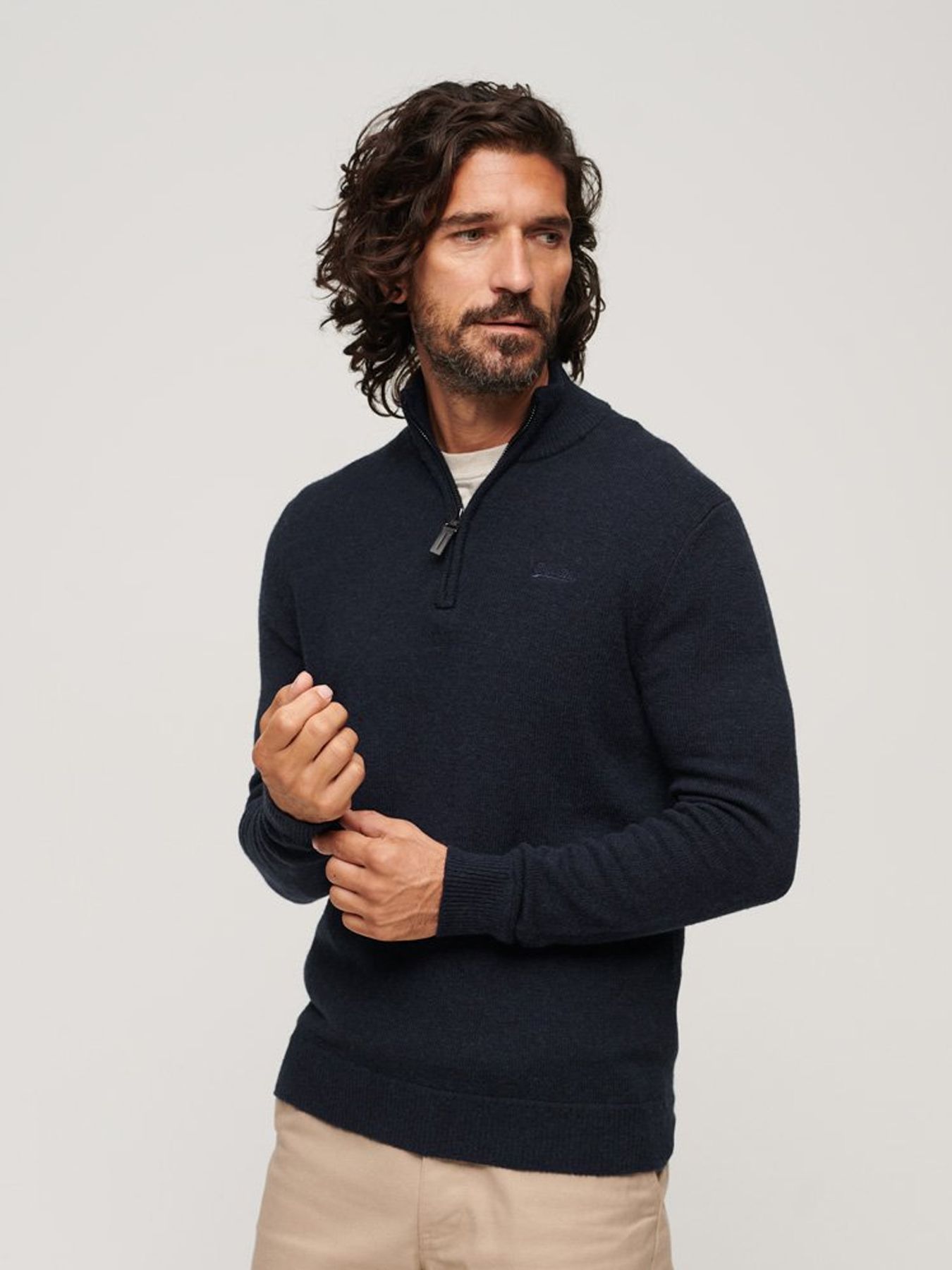 Superdry Essential emb knit henley Carbon 00106019-CARB