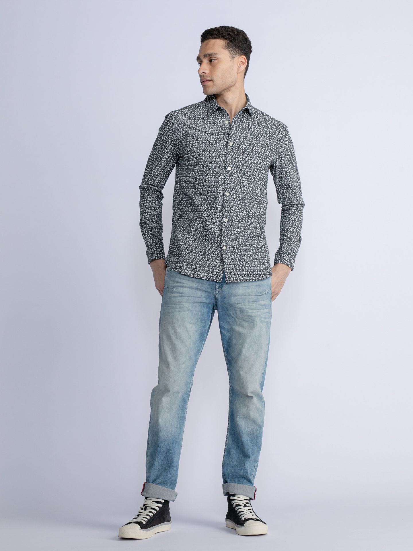 Petrol Industries Men Shirt Long Sleeve AOP Midnight Navy5152 2900142728023