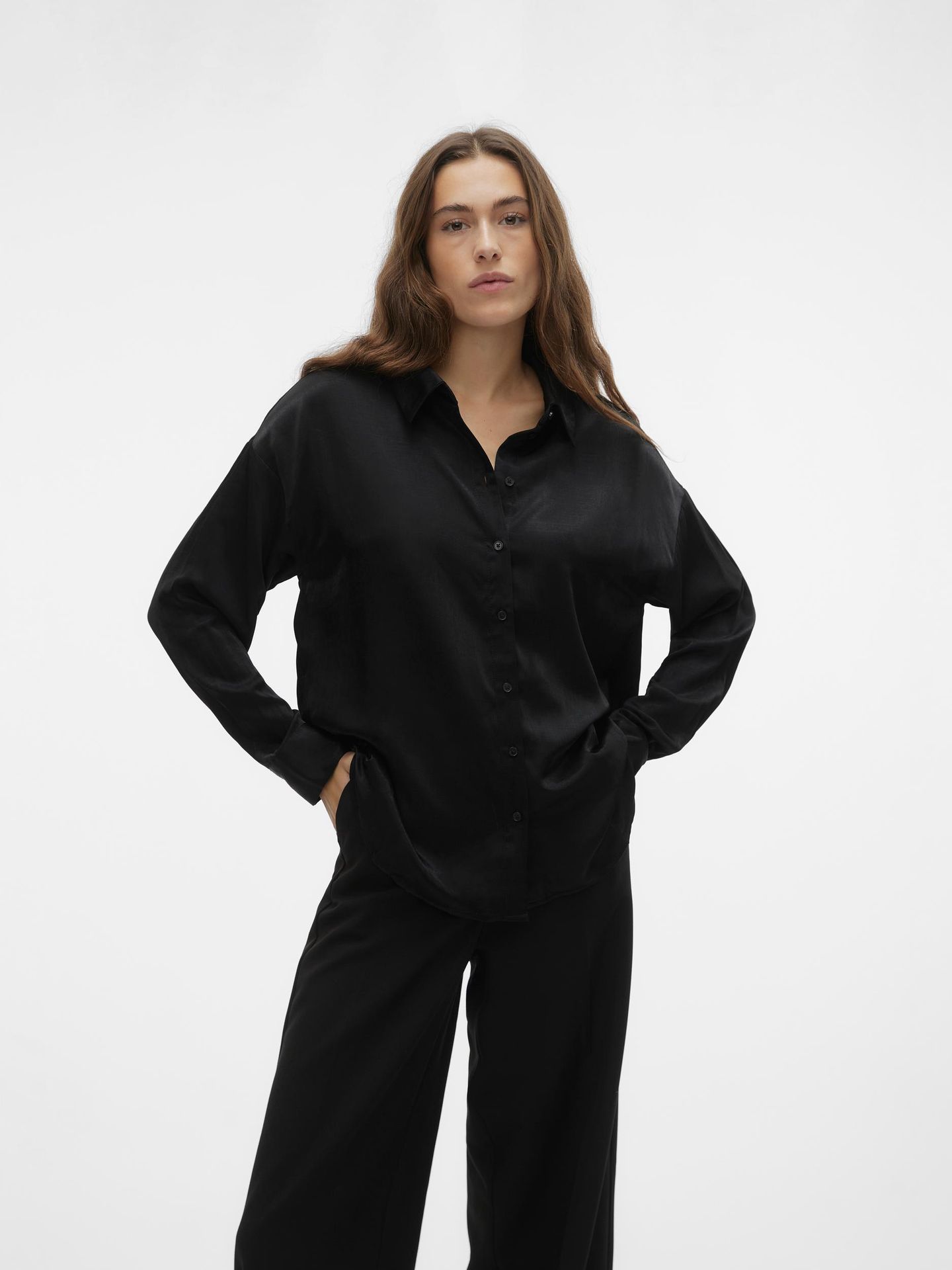 Vero Moda VMINA LS SHIRT WVN Black 2900142991014
