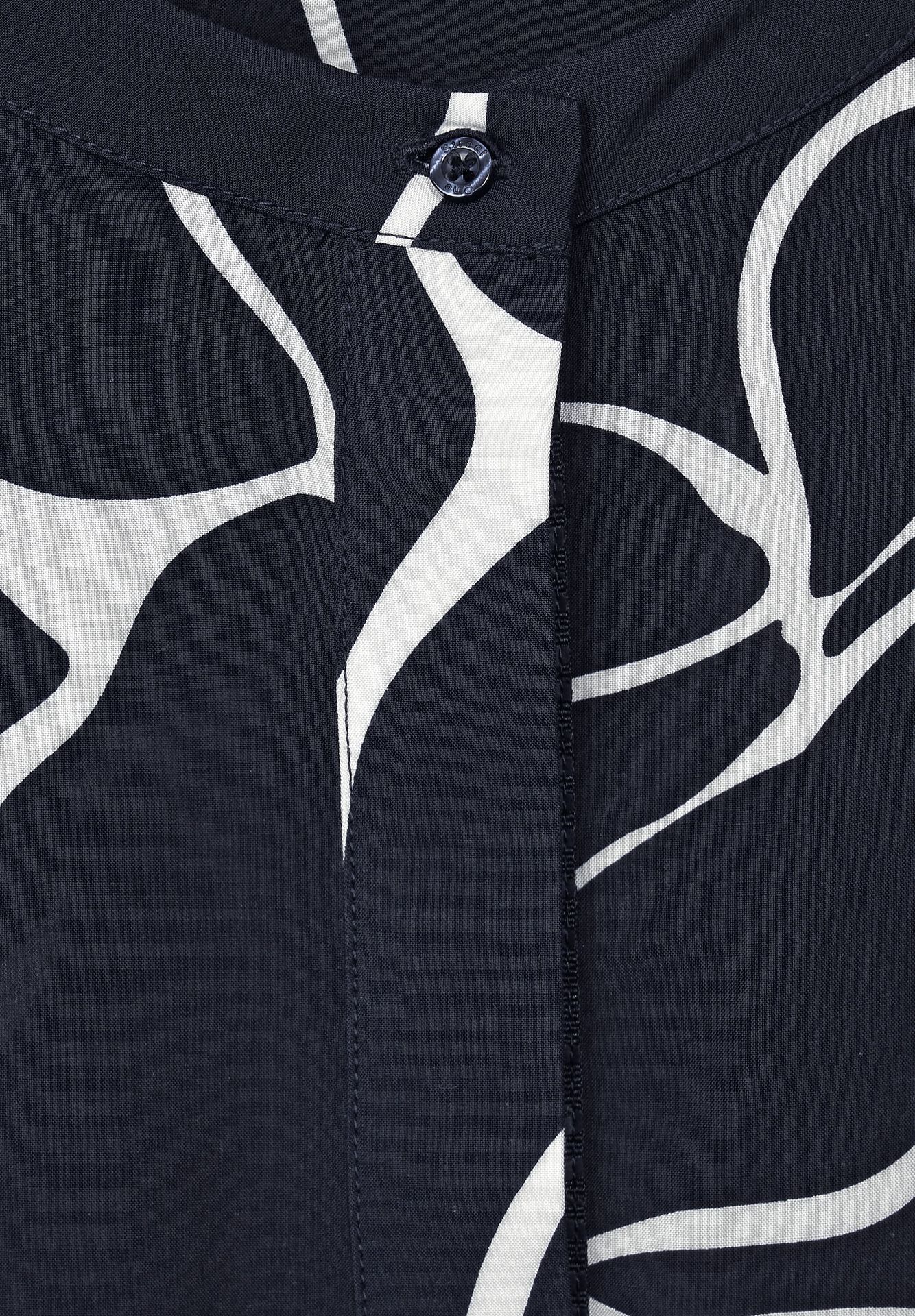 Street-One Printed longblouse w tape deep blue 2900143540068