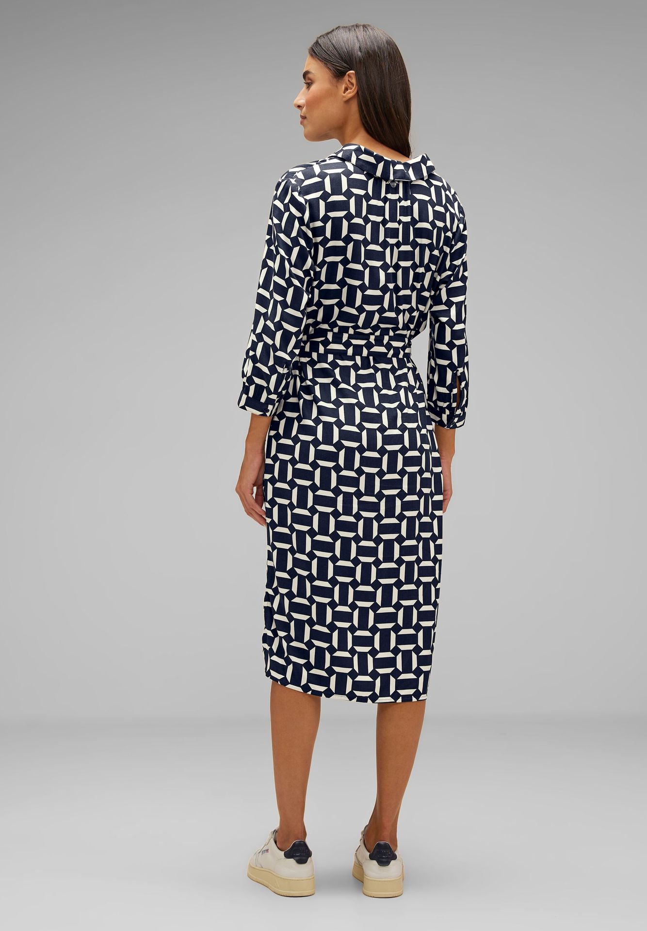 Street-One Shirt collar viscose dress Marine 2900143982158 Street-One Shirt collar viscose dress Marine 2900143982158
