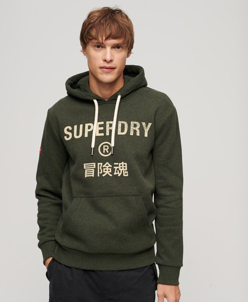 Superdry Workwear logo vintage hoodie Dark Olive marl 00106818-24F