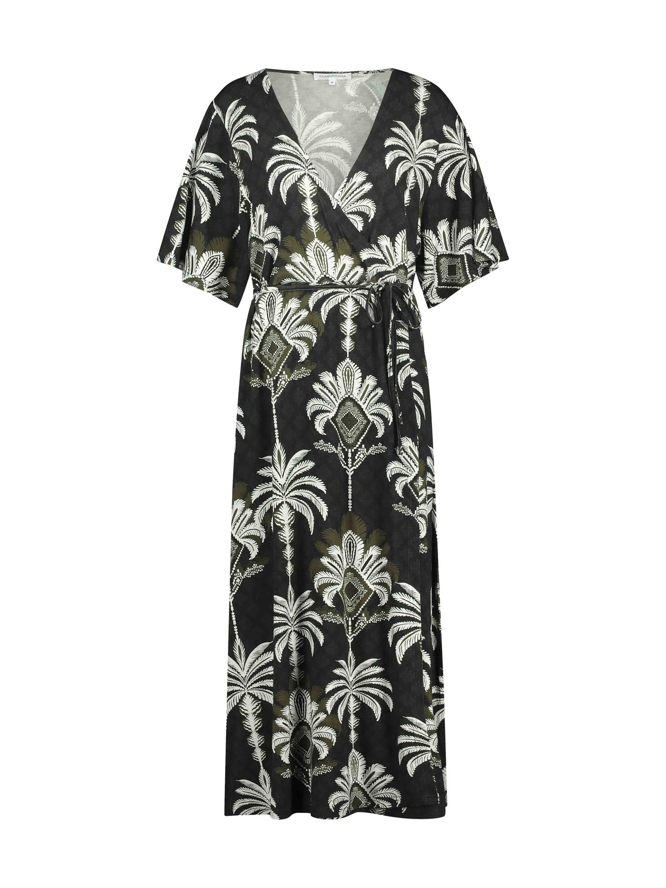 Tramontana Dress Overlap Palm Print Blacks 009998 2900144198046