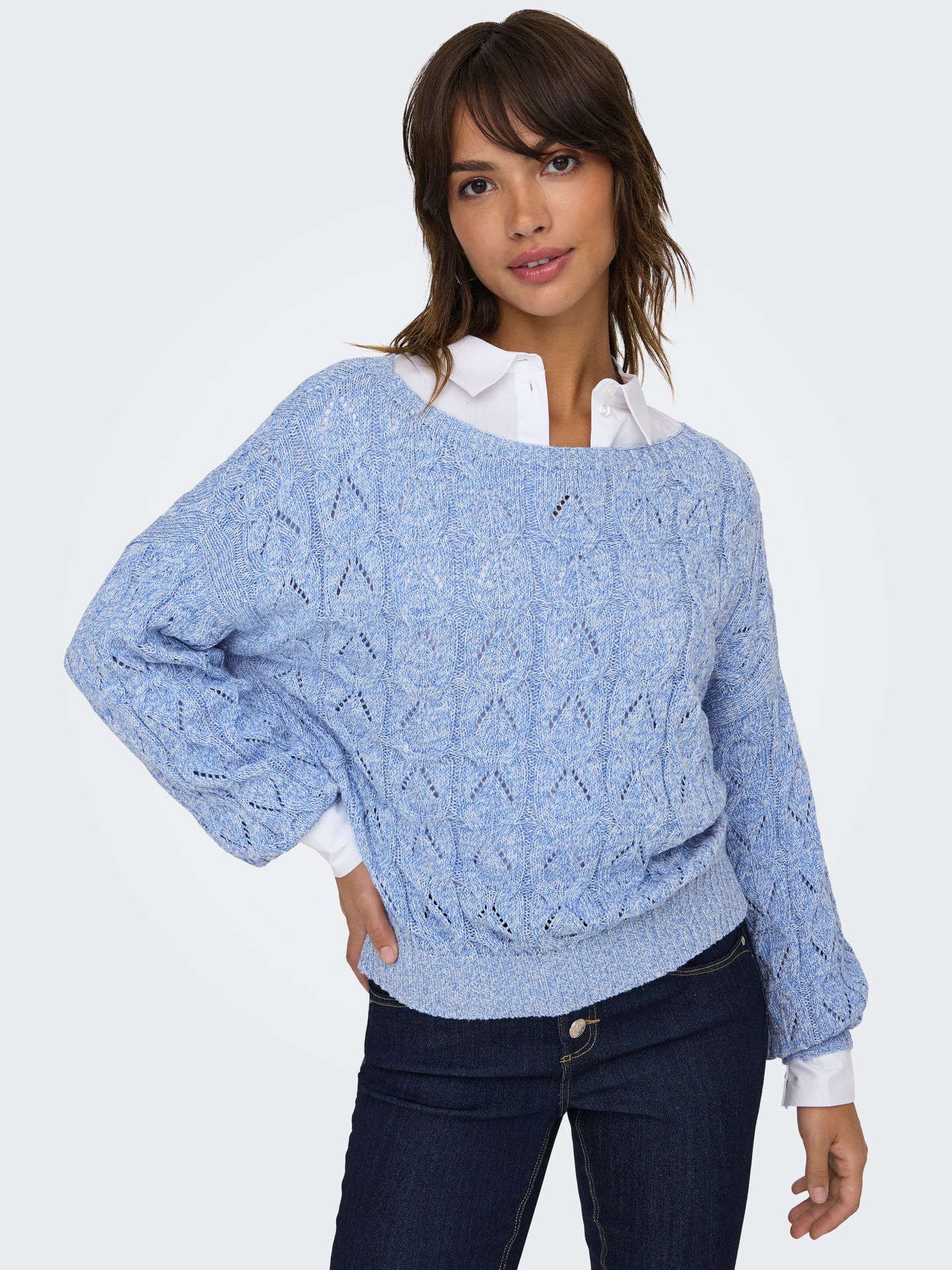 Only ONLBRYNN LIFE STRUCTURE L/S PUL KNT Open Air/Cloud Dancer Text/Catleya 2900153366030 Only ONLBRYNN LIFE STRUCTURE L/S PUL KNT Open Air/Cloud Dancer Text/Catleya 2900153366030