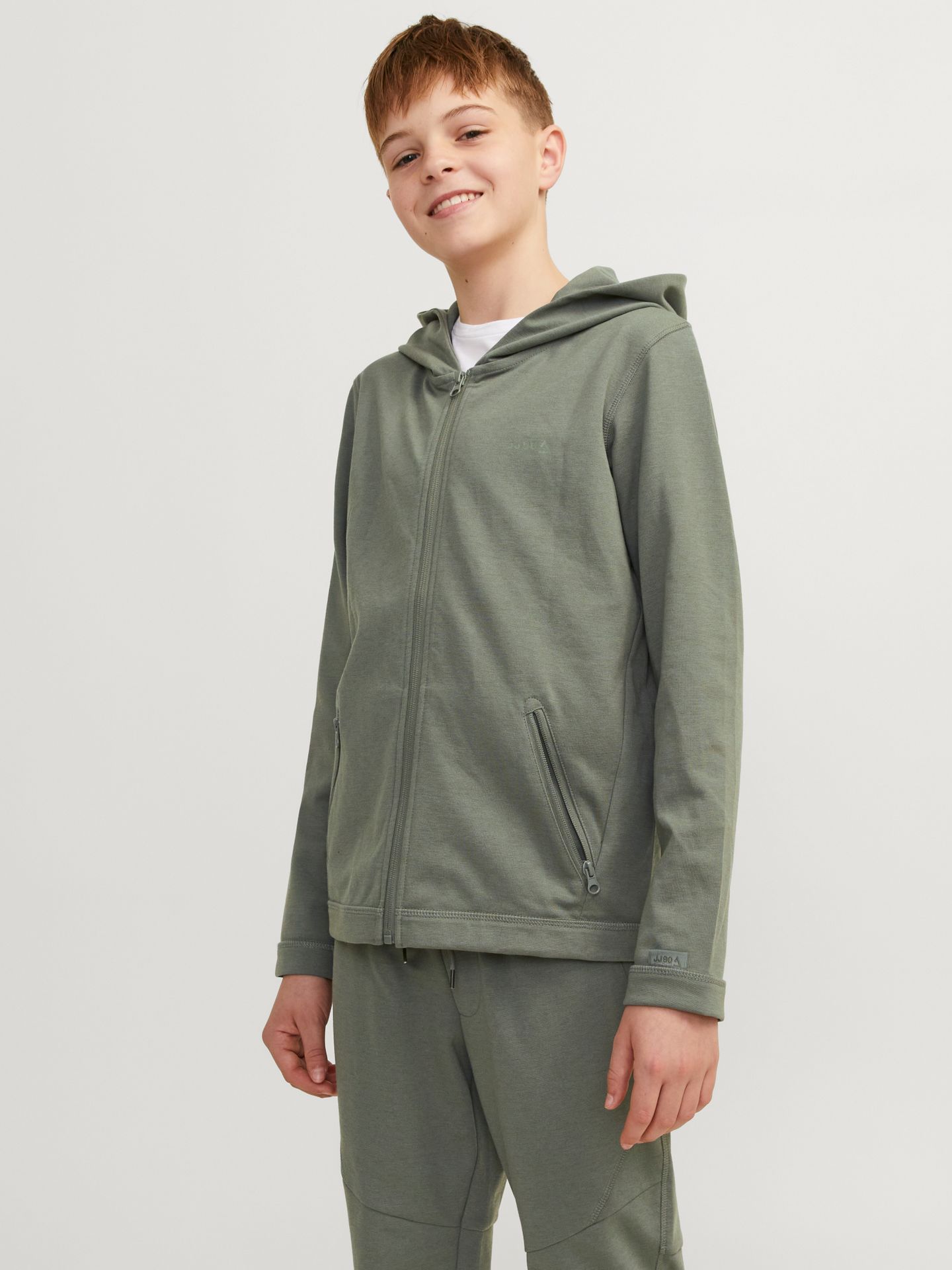 Jack & Jones -JCOCLOUD SWEAT ZIP HOOD NOOS JNR Agave Green 2900144883010