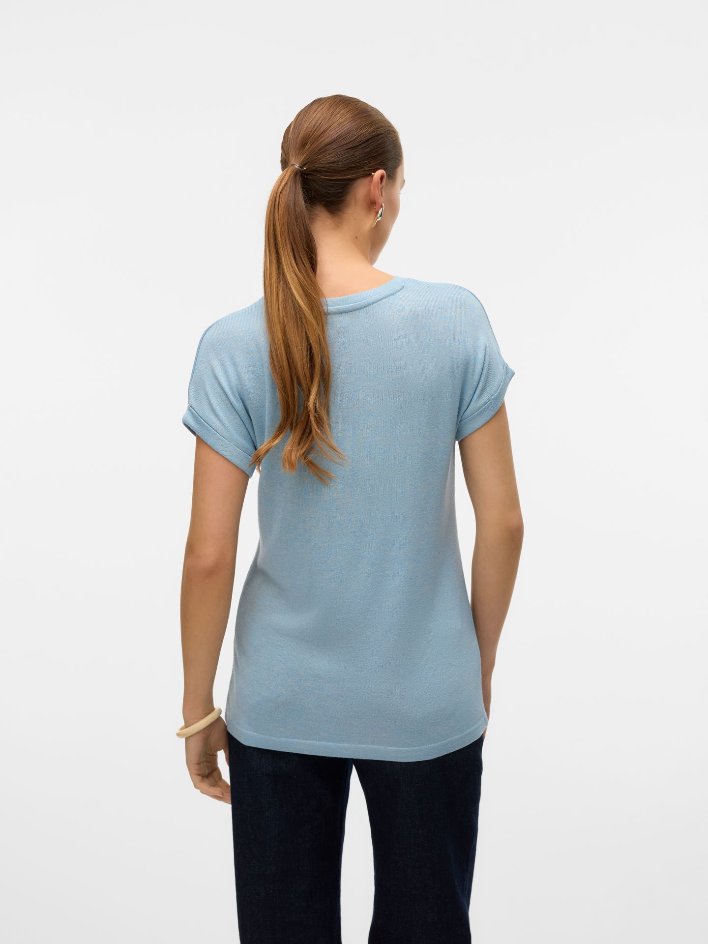 Vero Moda VMBRIANNA SS O-NECK PULLOVER BOO  R Airy Blue/W. BIRCH MELANGE 2900153365033