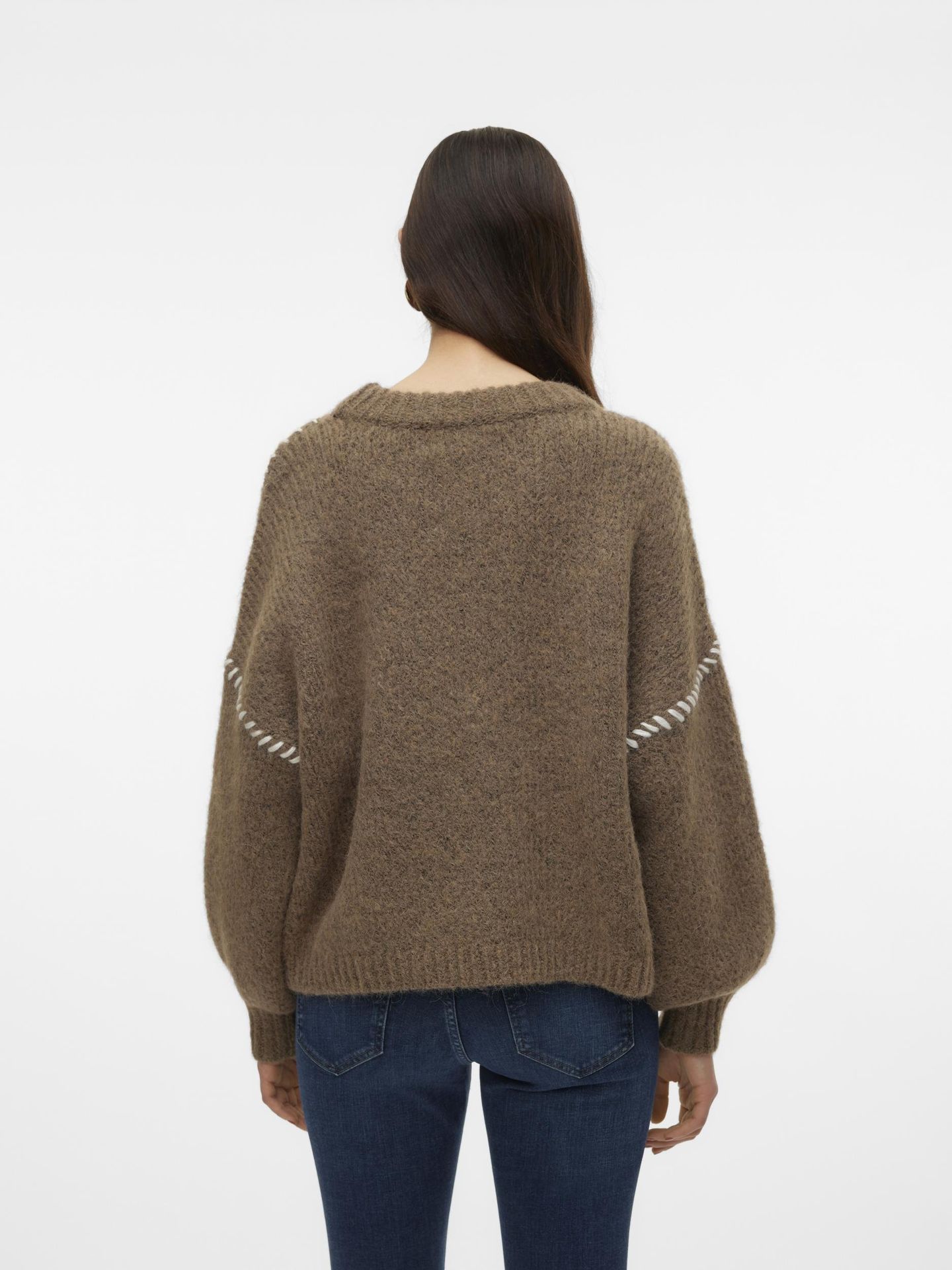 Vero Moda VMZEN LS O-NECK PULLOVER GA EXP REP Fungi/SOLID W. SNOW WHITE STITCH 2900144931025