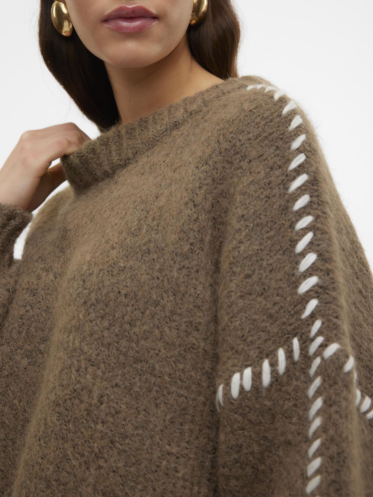 Vero Moda VMZEN LS O-NECK PULLOVER GA EXP REP Fungi/SOLID W. SNOW WHITE STITCH 2900144931025