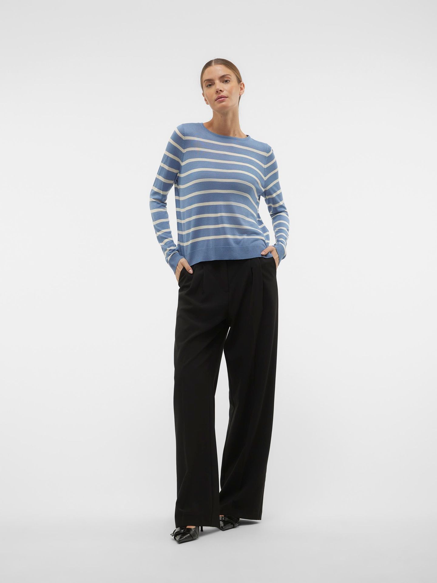 Vero Moda VMNOVA LS O-NECK PULLOVER GA NOOS Coronet Blue/BIRCH 2900144943066 Vero Moda VMNOVA LS O-NECK PULLOVER GA NOOS Coronet Blue/BIRCH 2900144943066