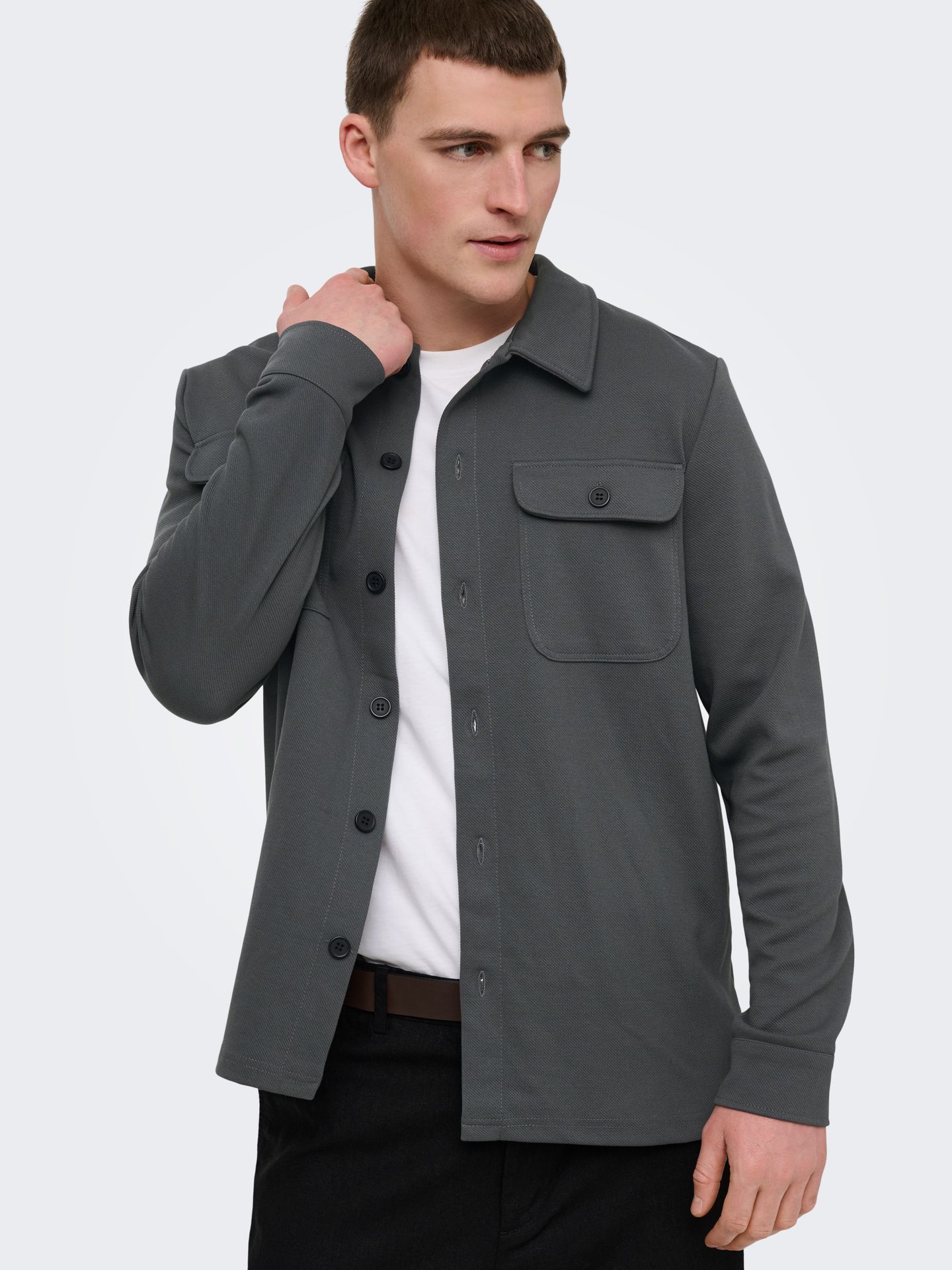 Only & Sons ONSNEWKODYL OVERSHIRT SWEAT NOOS Grey Pinstripe 2900167932023