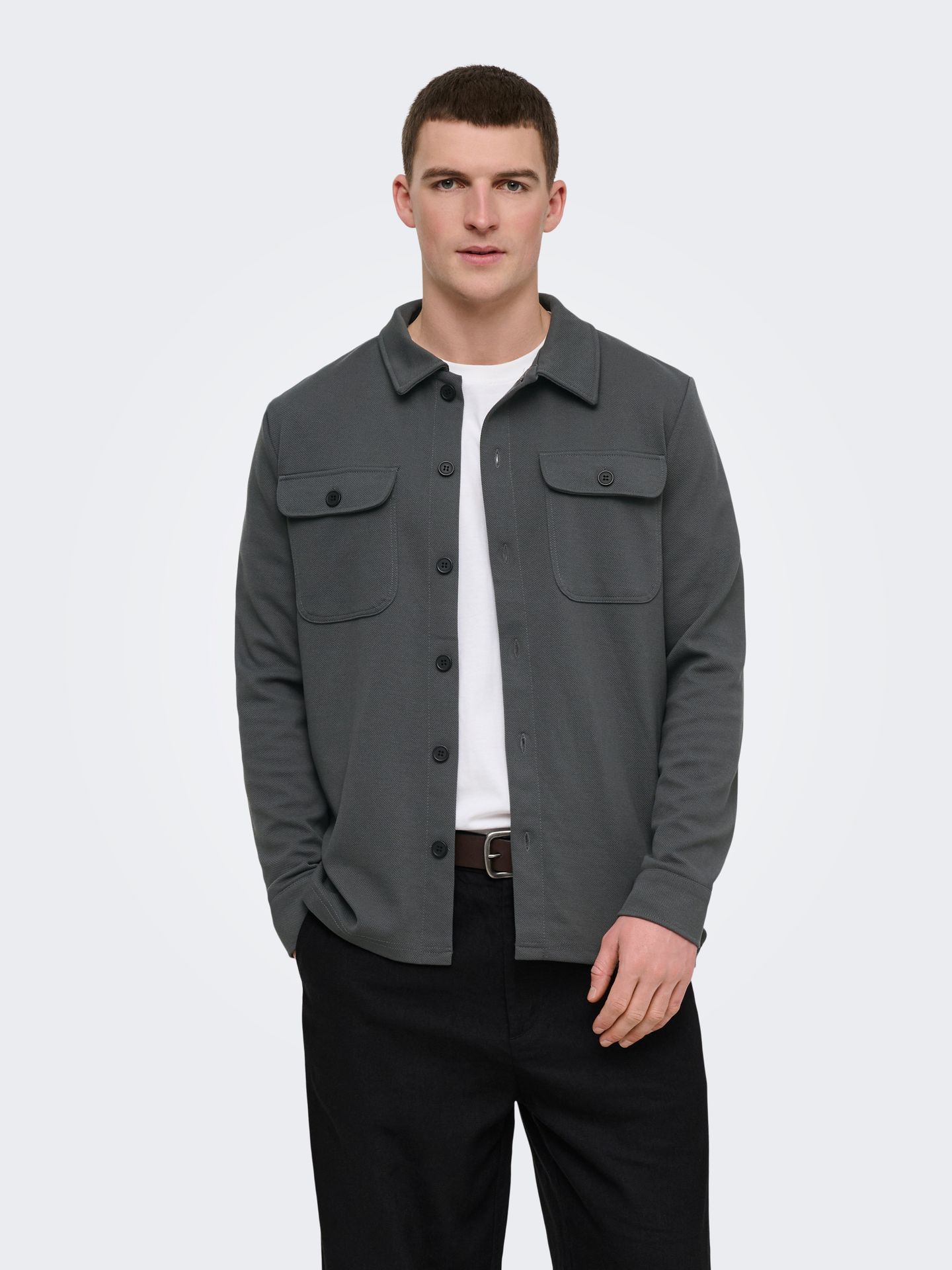 Only & Sons ONSNEWKODYL OVERSHIRT SWEAT NOOS Grey Pinstripe 2900167932023