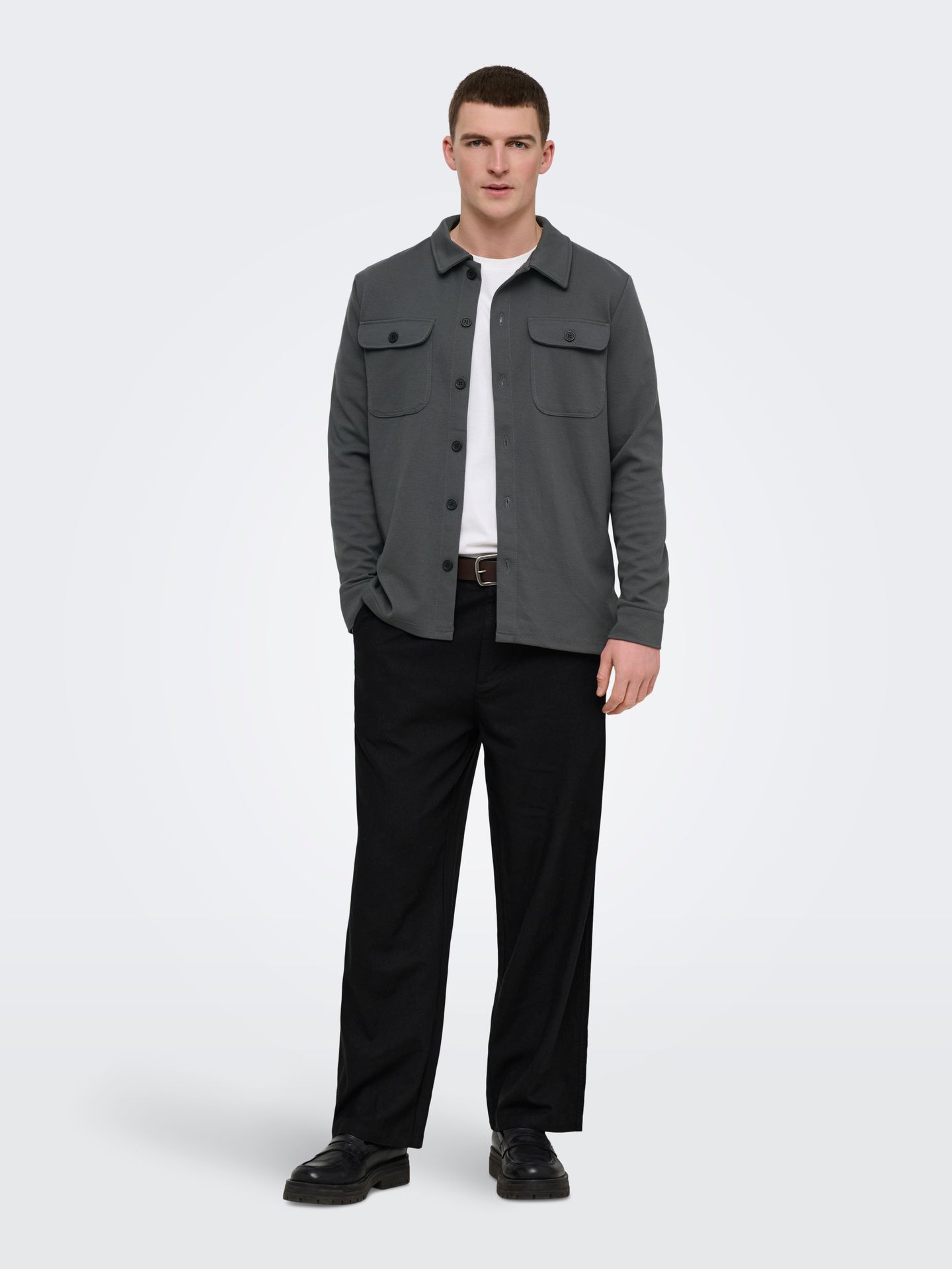Only & Sons ONSNEWKODYL OVERSHIRT SWEAT NOOS Grey Pinstripe 2900167932023