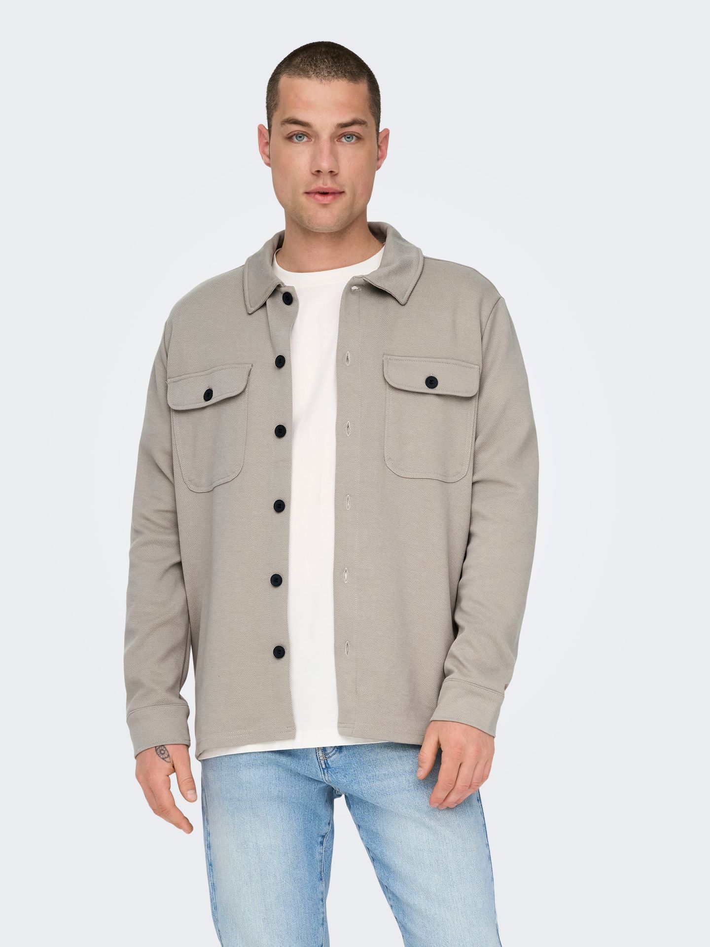 Only & Sons ONSNEWKODYL OVERSHIRT SWEAT NOOS Vintage Khaki/MELANGE 00107202-EKA26011400002452