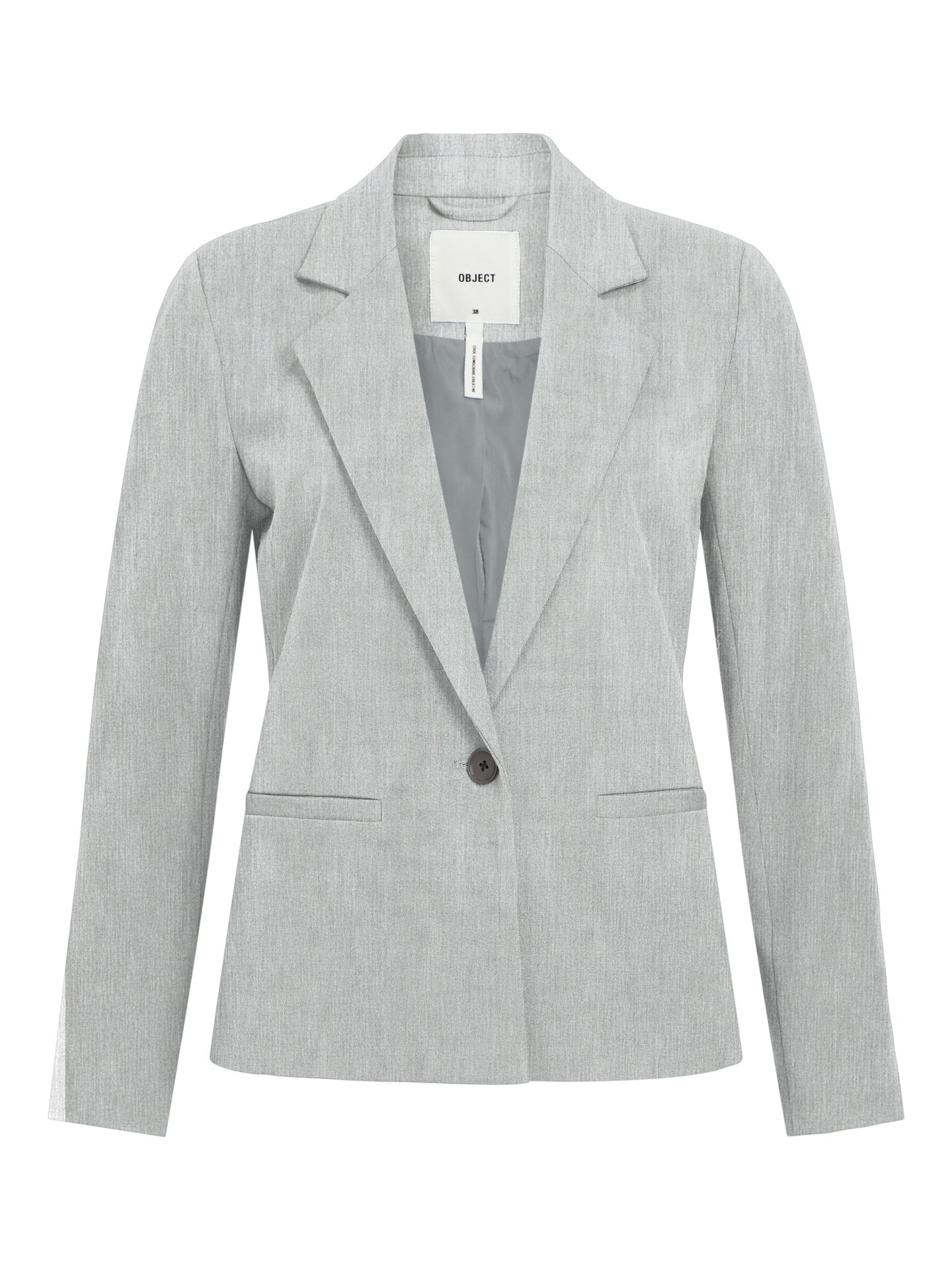 Object OBJLISA L/S BUTTON BLAZER NOOS Light Grey Melange 00107264-EKA22000400000031