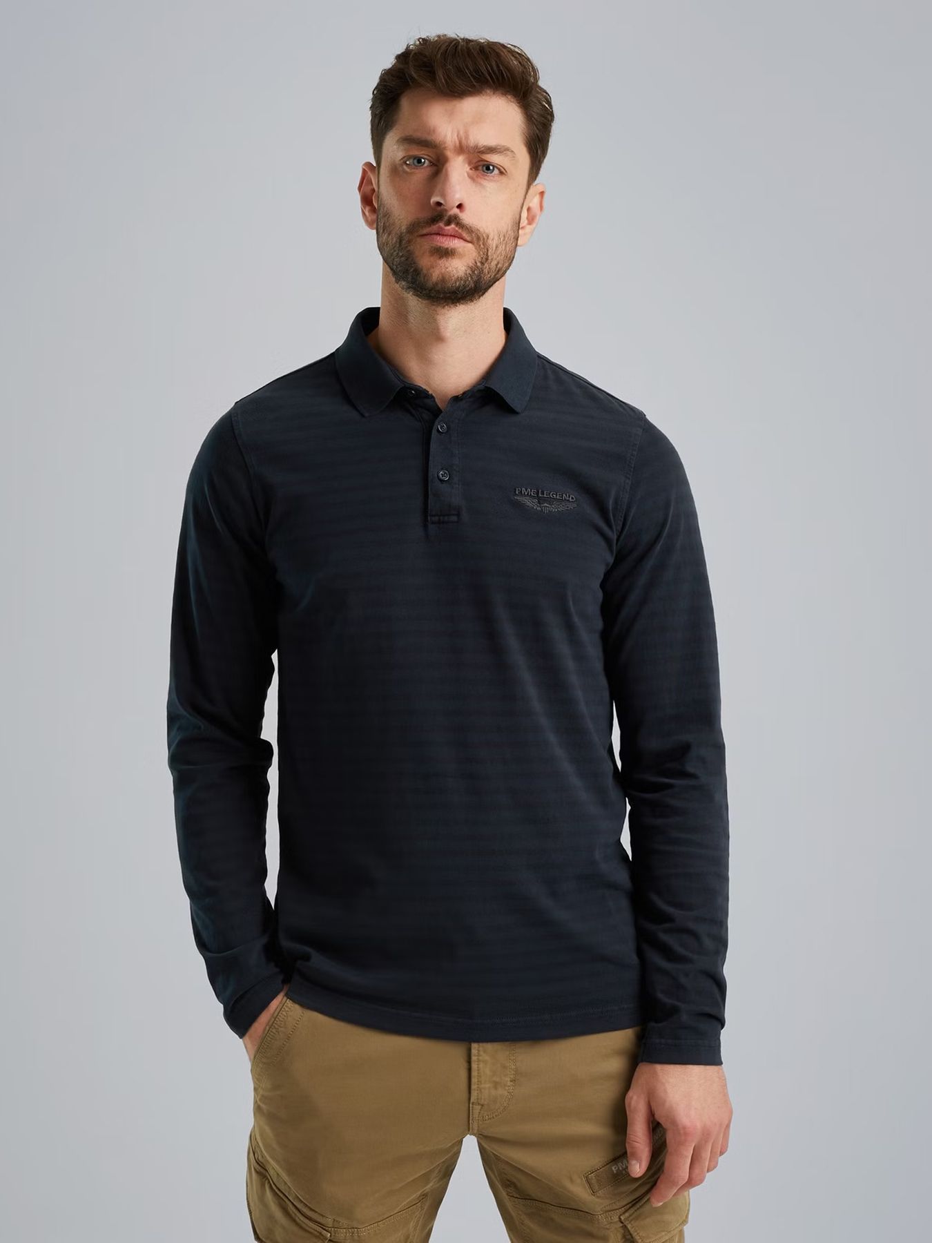 Pme Legend Long sleeve polo Subtle stripe Salute 00107418-5281