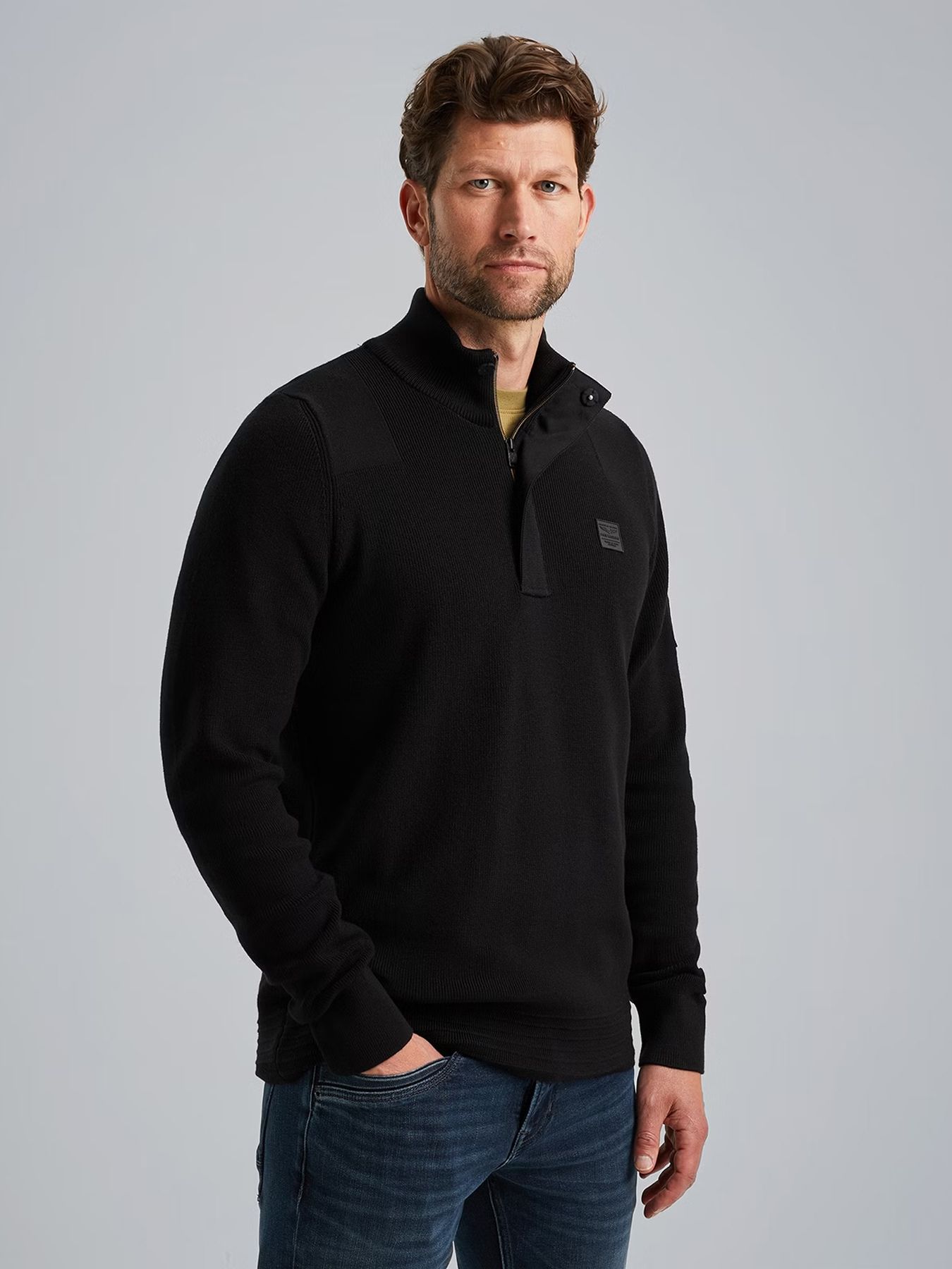 Pme Legend Half zip collar cotton knit Black Onyx 00107441-9139