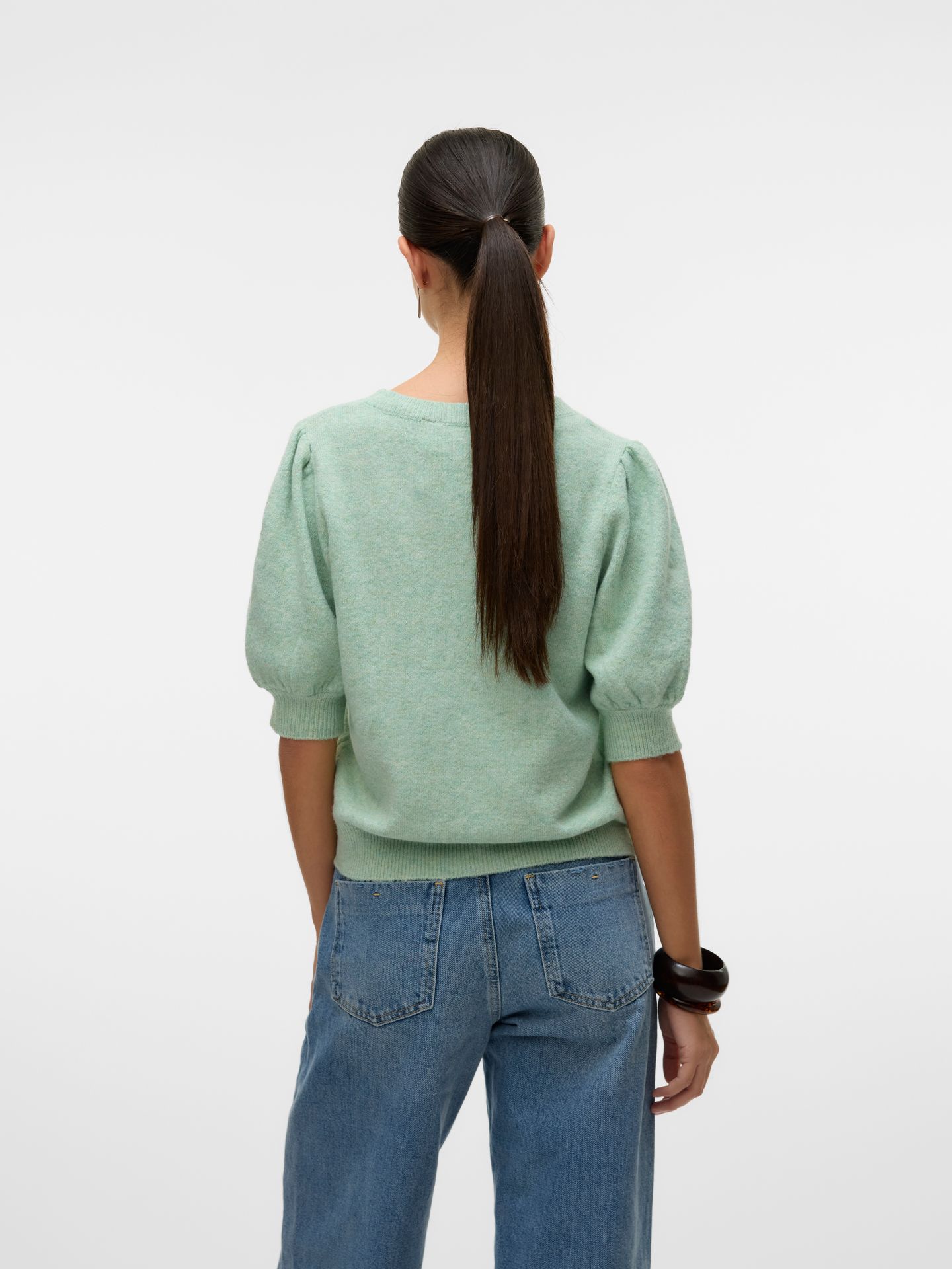 Vero Moda VMDOFFY 2/4 O-NECK PULLOVER GA NOOS Birds Egg Green/MELANGE 2900162782036