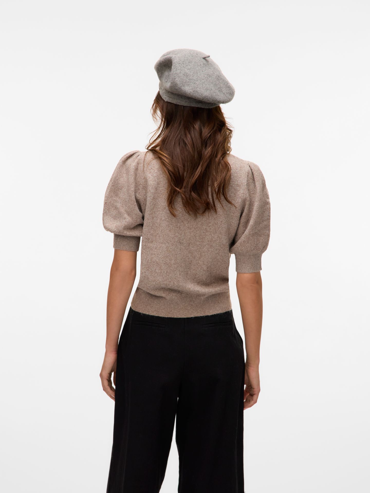 Vero Moda VMDOFFY 2/4 O-NECK PULLOVER GA NOOS Moon Rock/W. BLACK BOWS 2900162561051