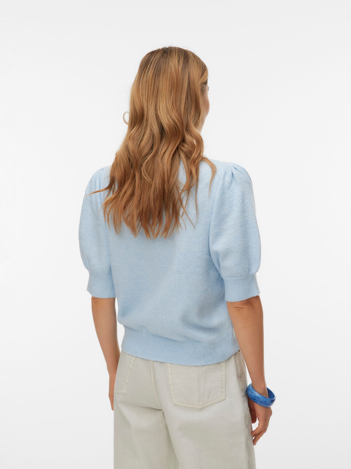 Vero Moda VMDOFFY 2/4 O-NECK PULLOVER GA NOOS Cashmere Blue/MELANGE 2900162560016