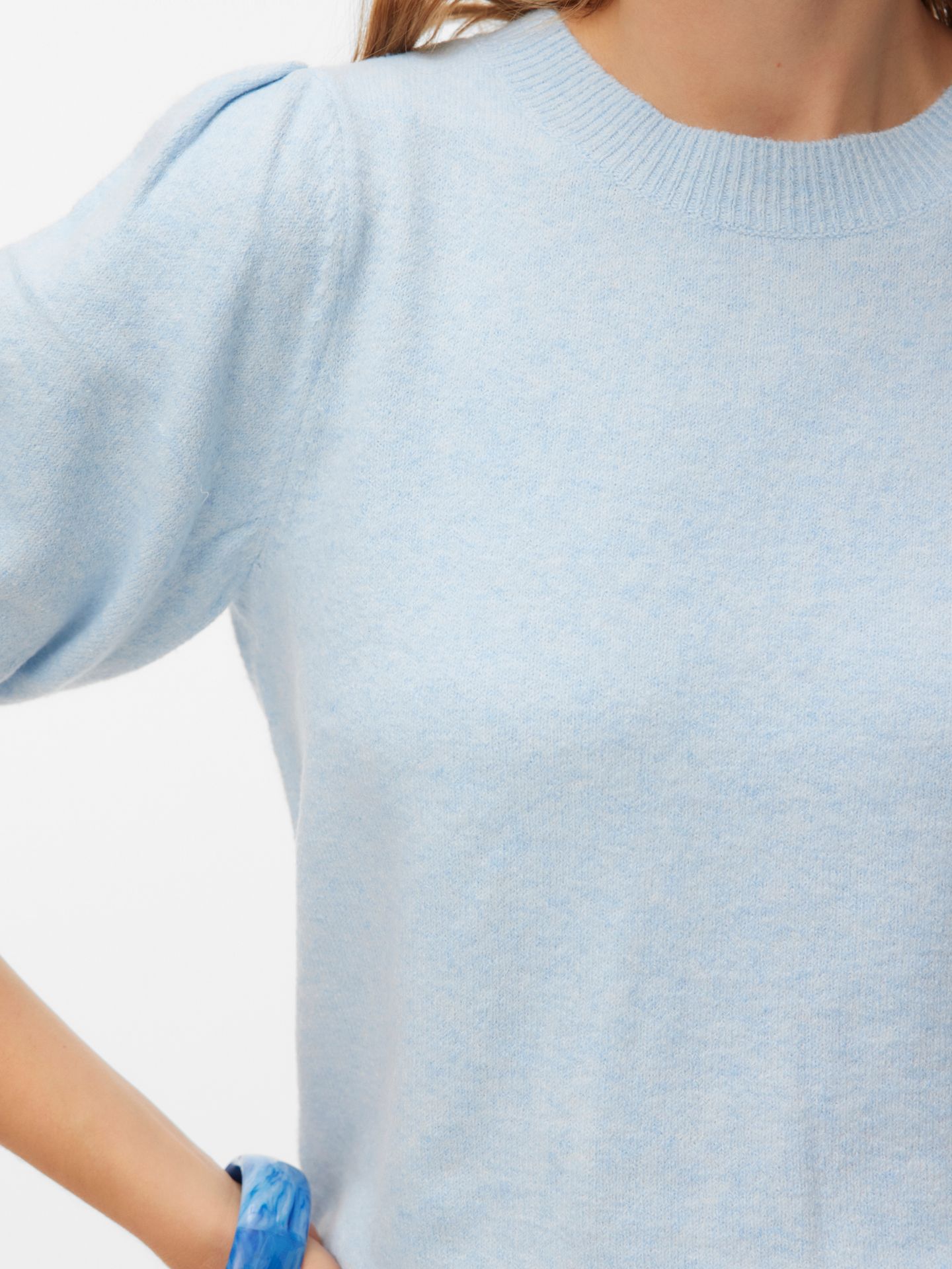 Vero Moda VMDOFFY 2/4 O-NECK PULLOVER GA NOOS Cashmere Blue/MELANGE 2900162560016