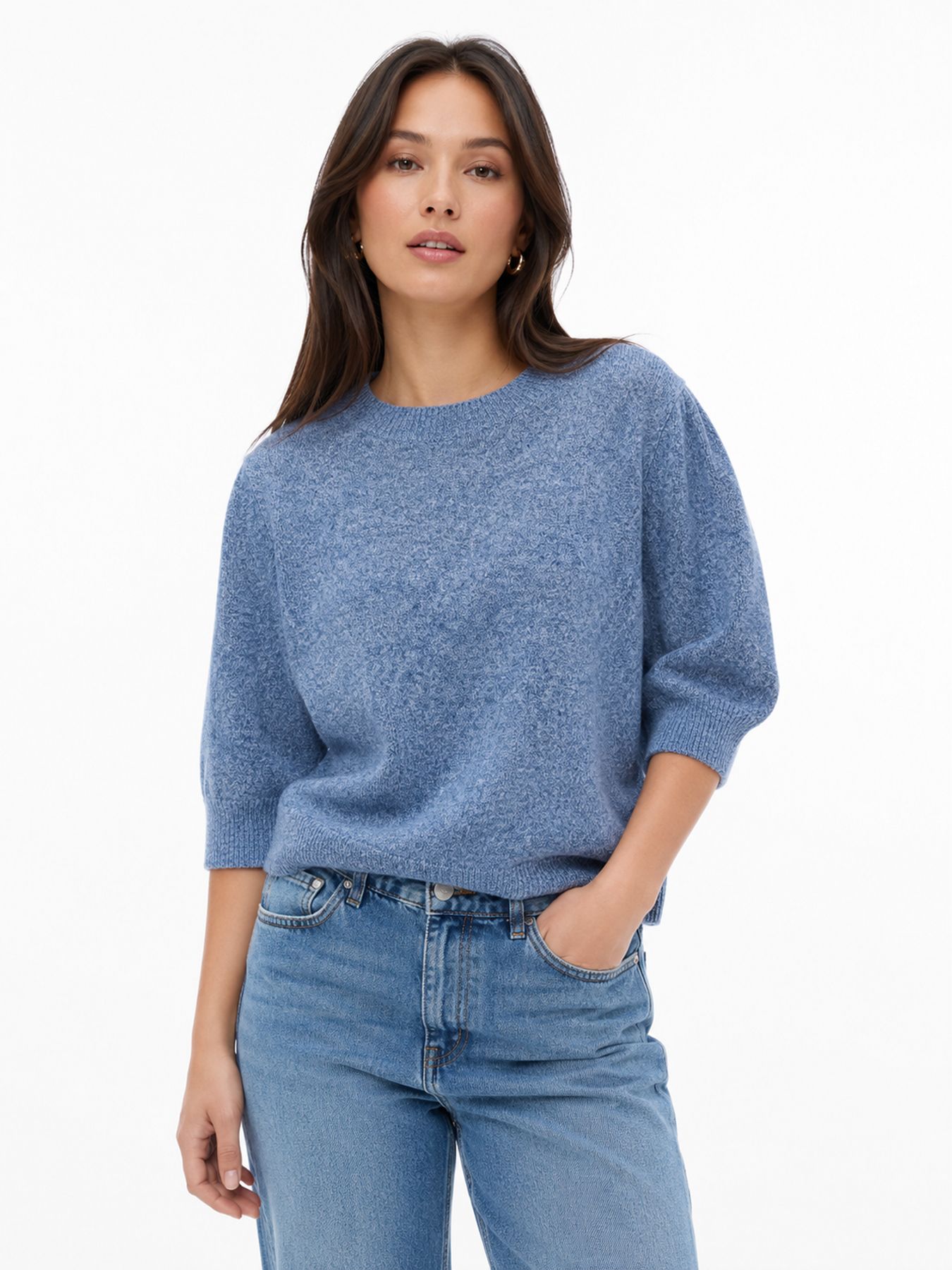 Vero Moda VMDOFFY 2/4 O-NECK PULLOVER GA NOOS Navy Peony/WHITE MELANGE 00107516-EKA26011400003614