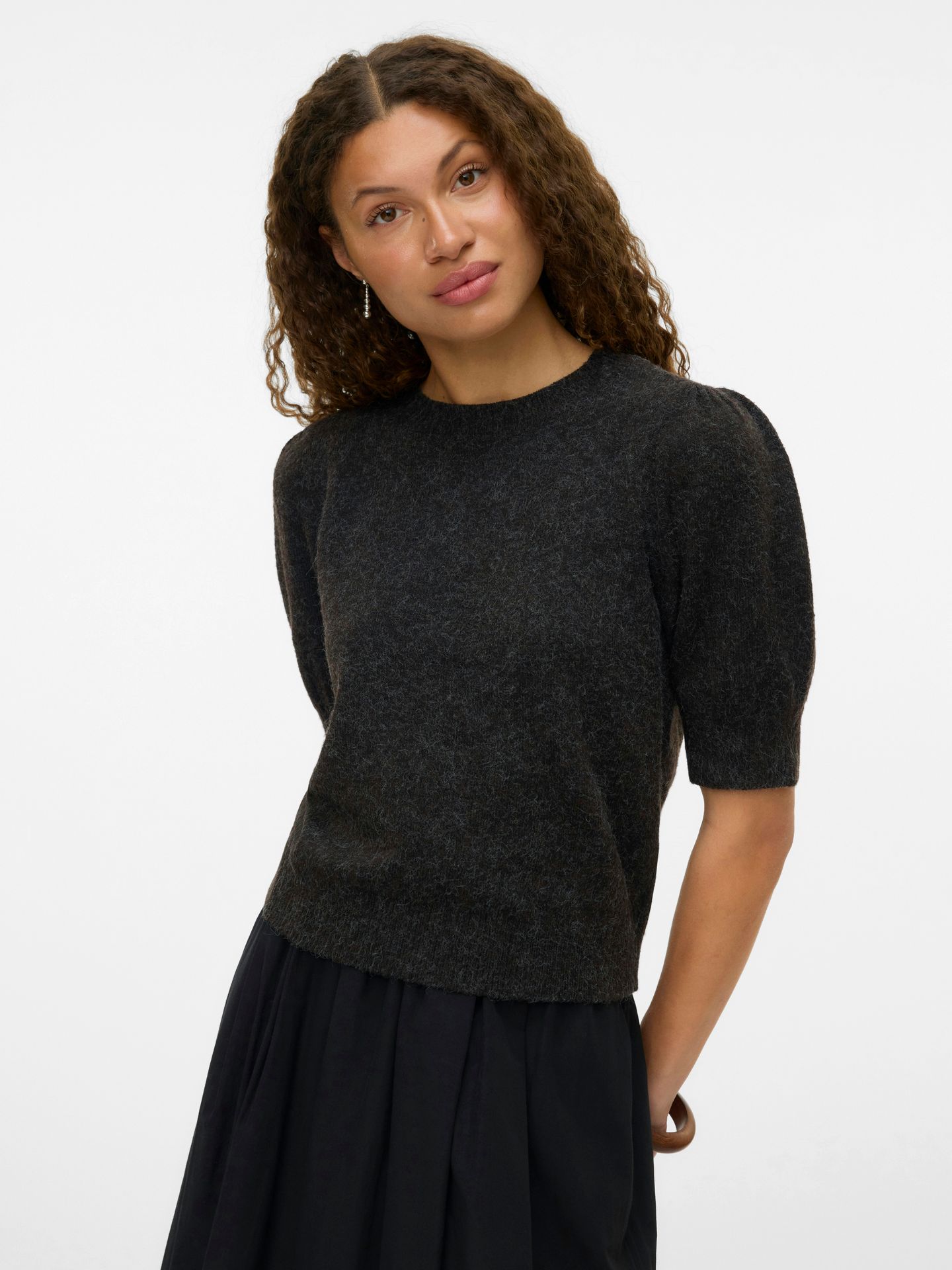 Vero Moda VMDOFFY 2/4 O-NECK PULLOVER GA NOOS Chocolate Torte/BLACK MELANGE 00107516-EKA26011400003617