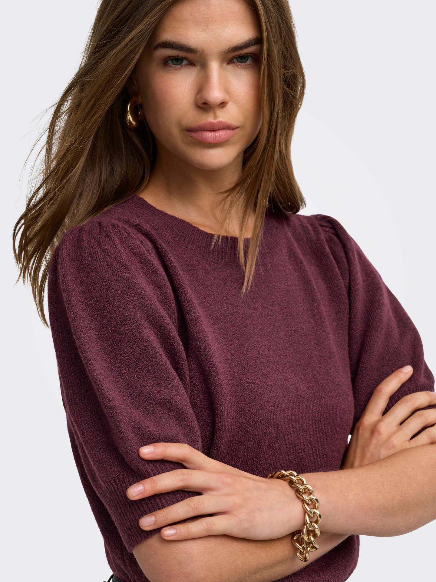 Only ONLRICA LIFE 2/4 PULLOVER KNT NOOS Zinfandel/Melange 2900168150044