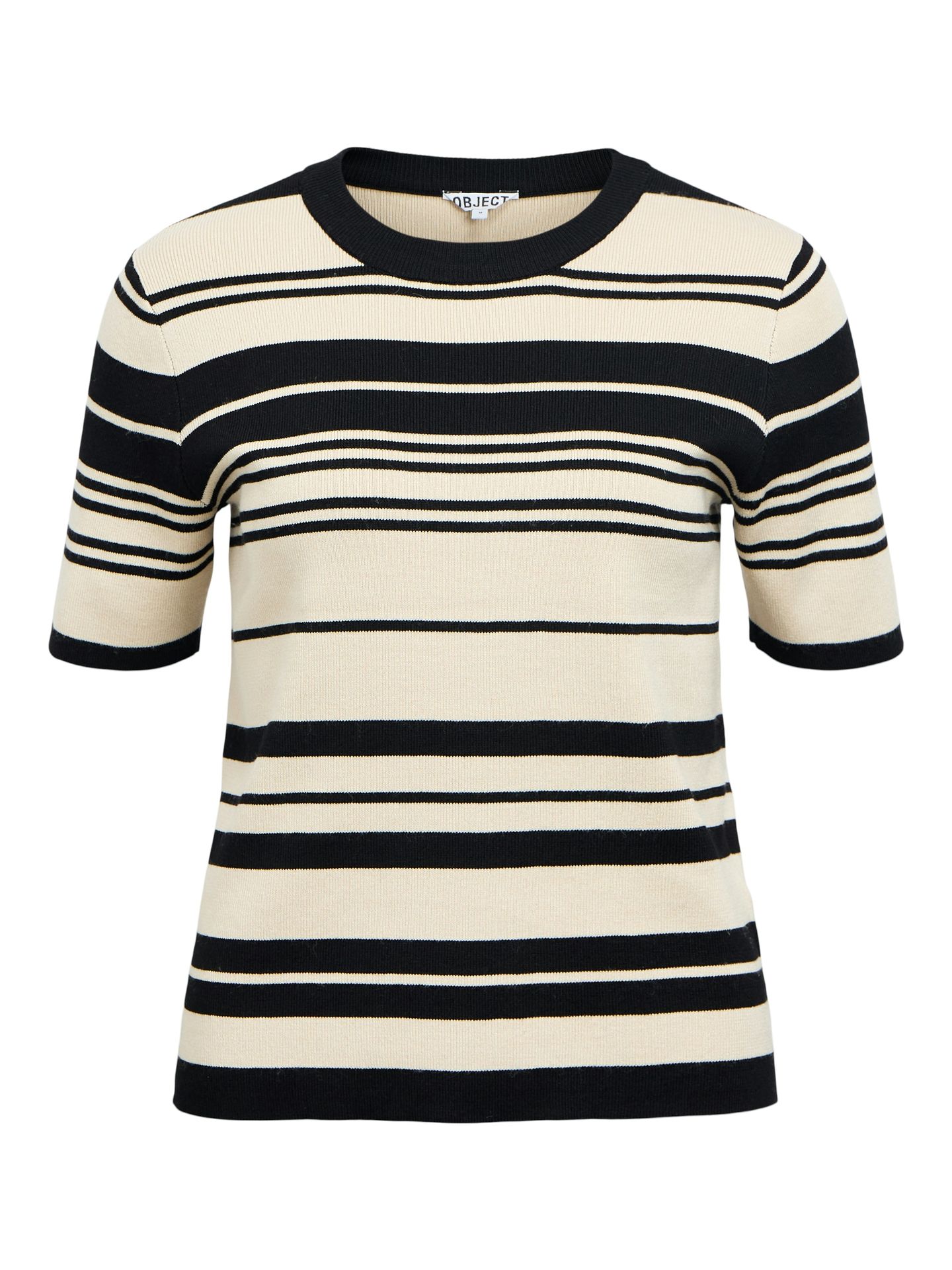 Object OBJESTER S/S NEW KNIT PULLOVER NOOS Black/Desert taupe abstract flower 00107521-EKA22000400000116