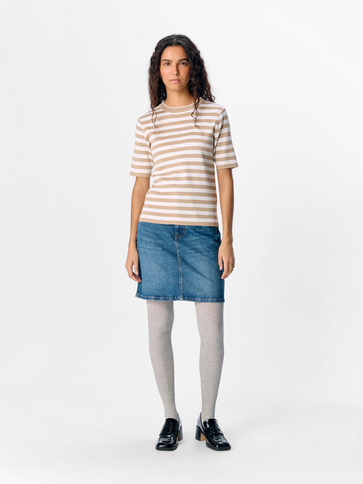 Object OBJESTER S/S NEW KNIT PULLOVER NOOS Humus/Cloud dancer 2900154250024