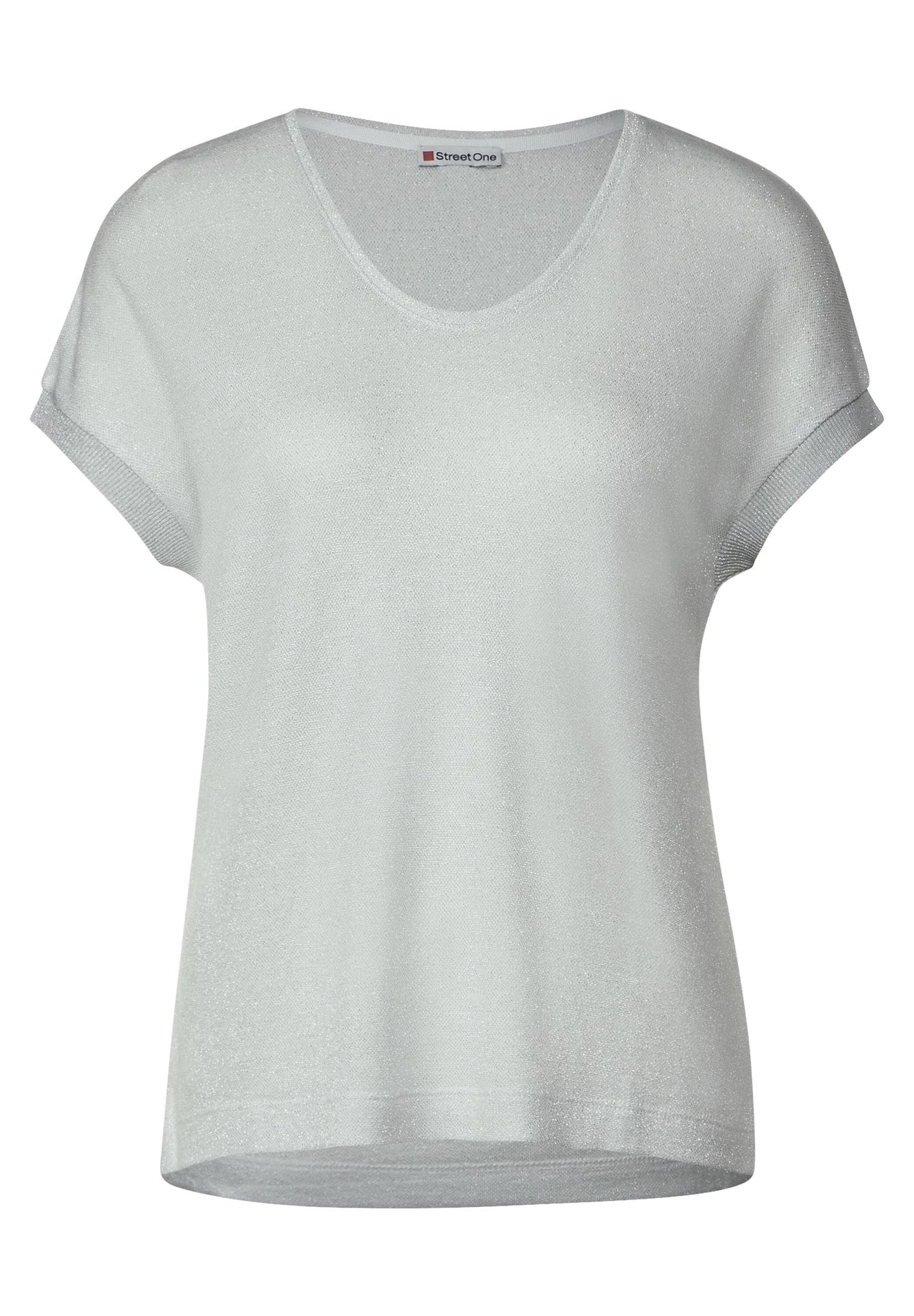 Street-One LTD QR v-neck shiny shirt off white 2900145730030