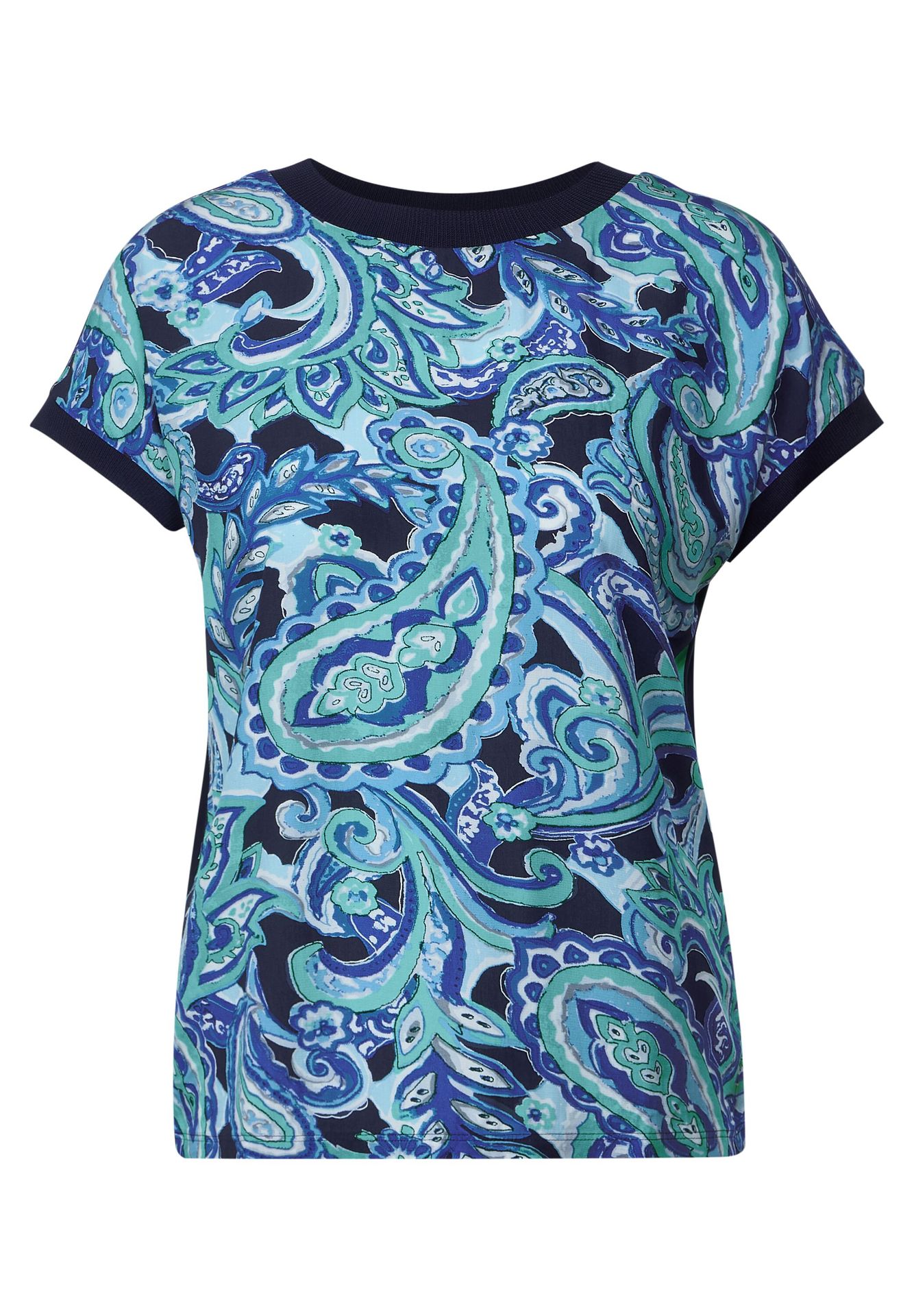 Street-One LTD QR printed mat-mix shirt w intense aqua 2900145742057 Street-One LTD QR printed mat-mix shirt w intense aqua 2900145742057