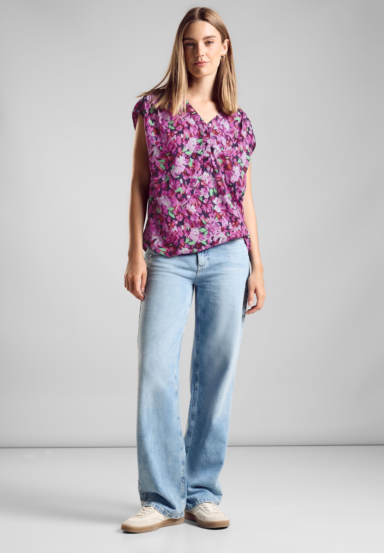 Street-One Blouse Top w button panel AOP magnolia pink 2900145776045 Street-One Blouse Top w button panel AOP magnolia pink 2900145776045