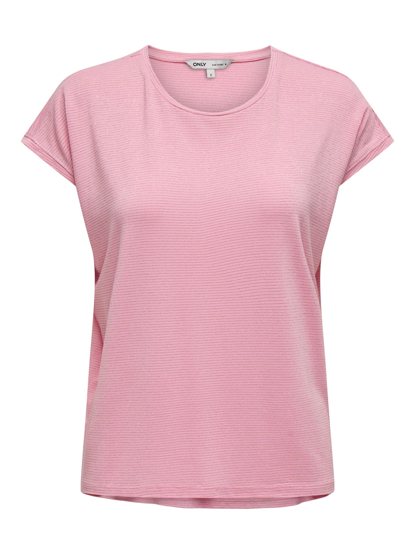 Only ONLCLAUDIA S/S GLITTER STRIPE TOP J Bonbon/Fuchsia Purple 00107636-EKA26011400002743