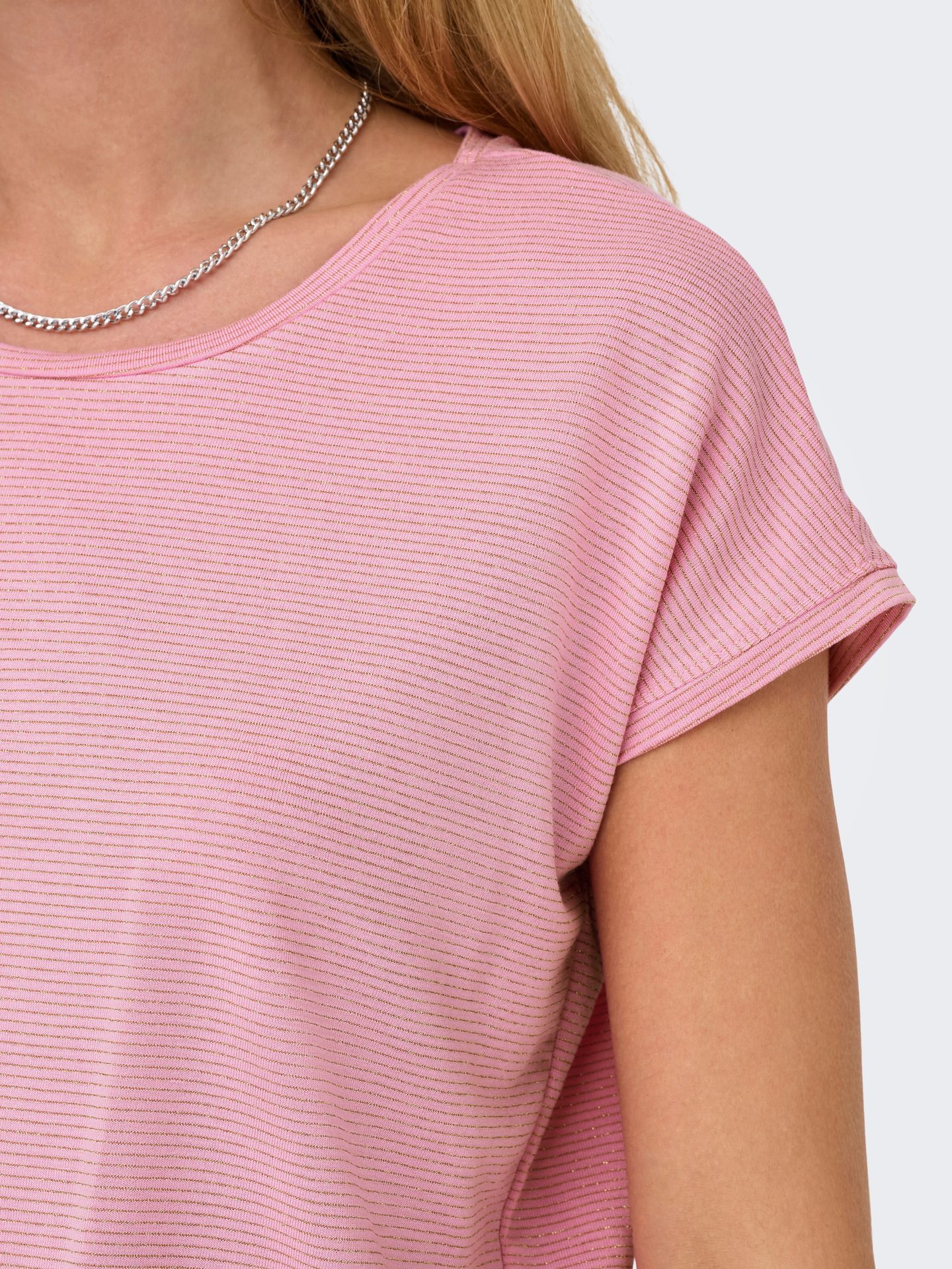 Only ONLCLAUDIA S/S GLITTER STRIPE TOP J Bonbon/Fuchsia Purple 2900165092033