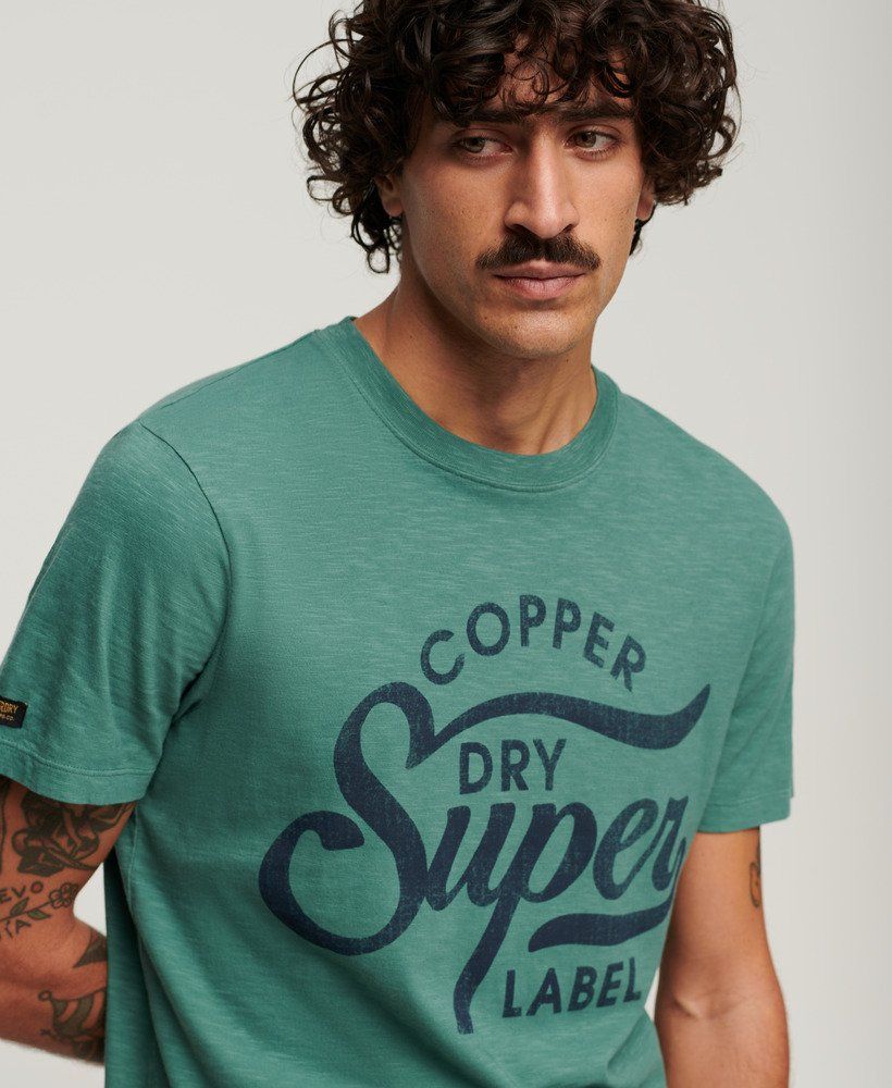 Superdry Copper label script tee Drius green slub 2900145981098